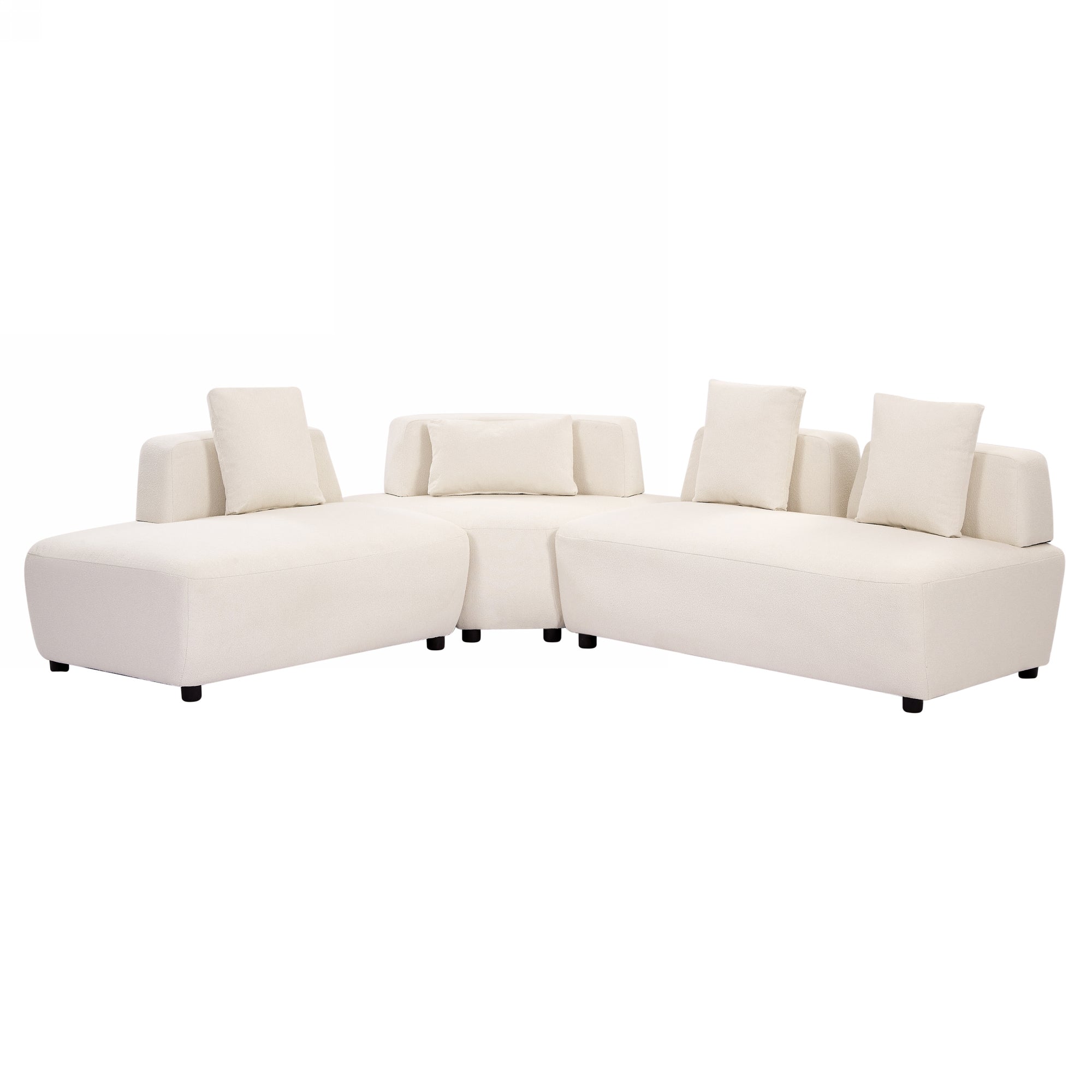 Contemporary 3-piece Sectional Sofa Free Convertible sofa with Four Removable Pillows - Beige