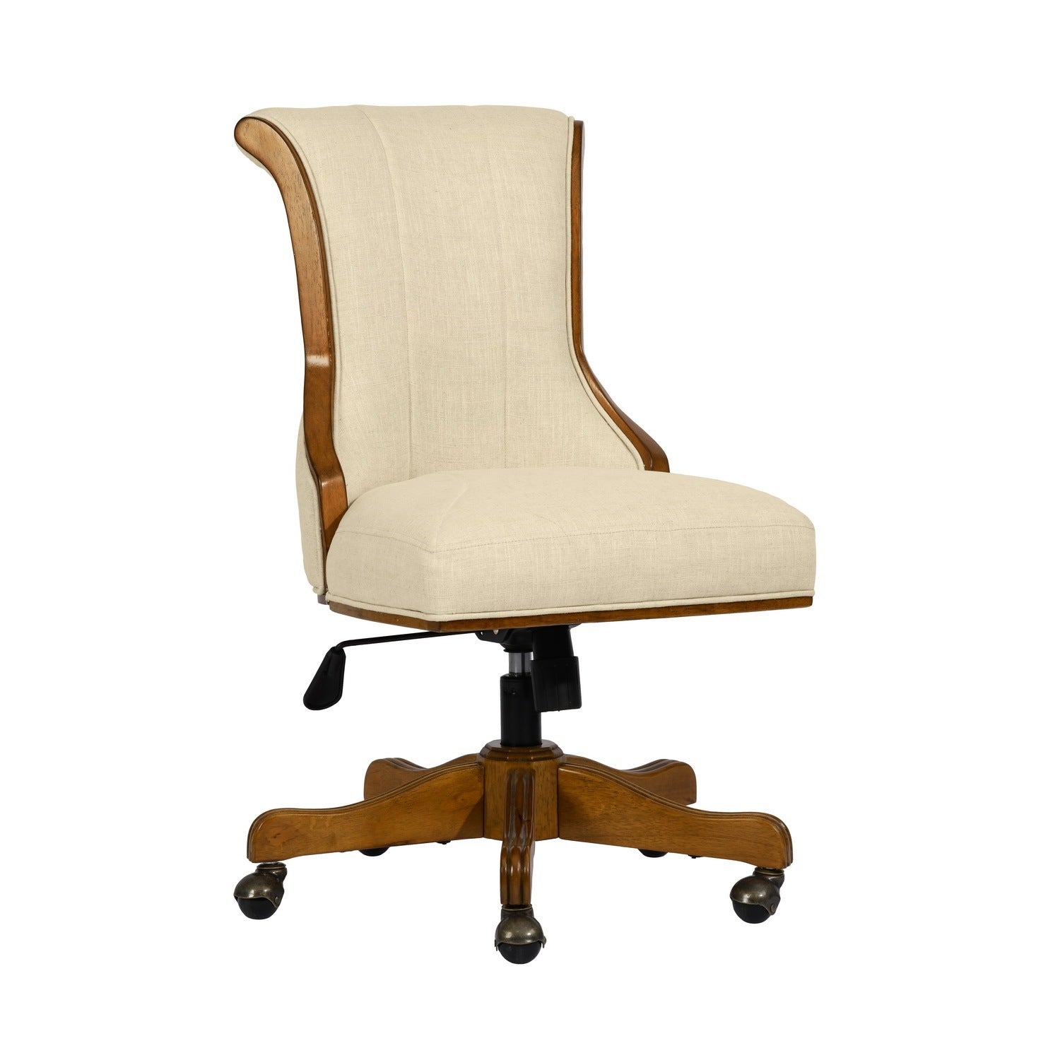 Elegant Home Office Chair Adjustable with Wheels - Beige