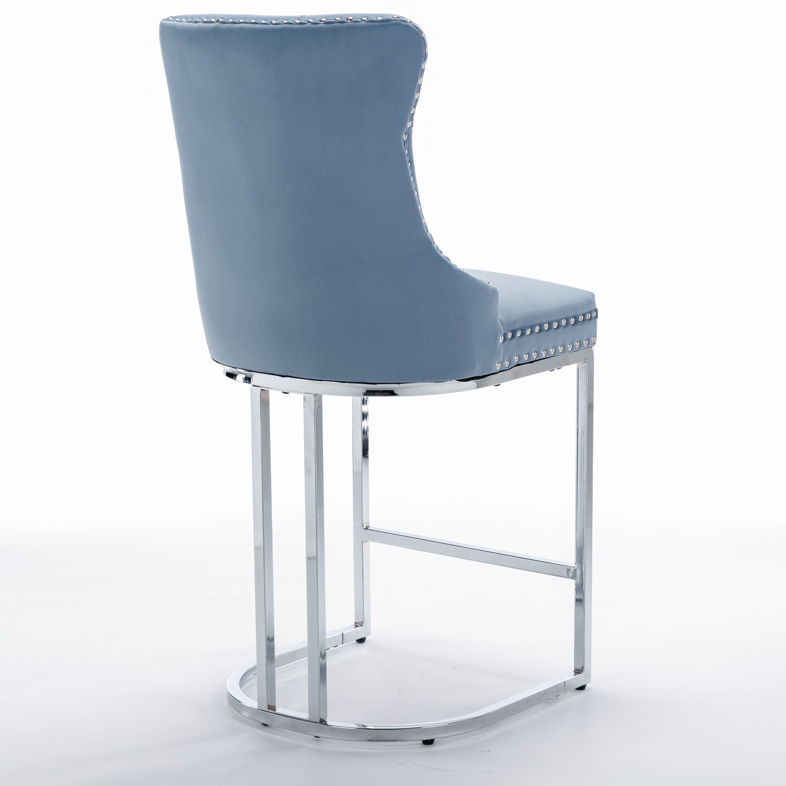 Modern Velvet Barstools  26" Counter Height Bar Stools (Set of 2) - Light Blue