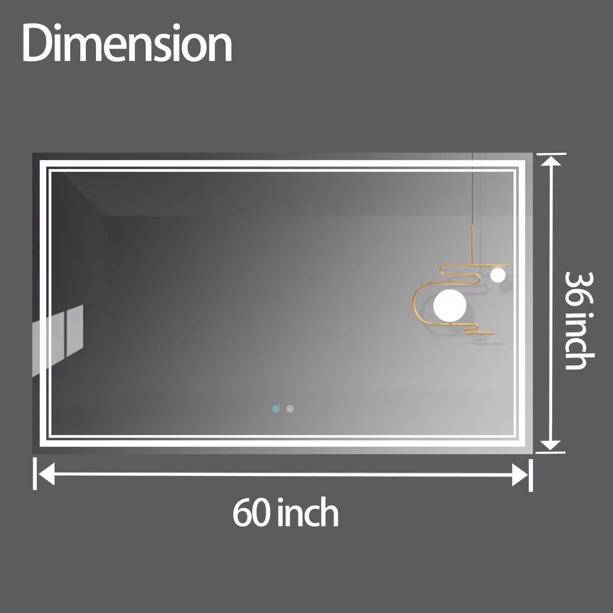 60x36 LED Mirror for Bathroom Adjustable 3 Color, Dimmable Vanity Mirror with Lights, Anti-Fog, Touch Control Wall Mounted Bathroom Mirror - Vertical