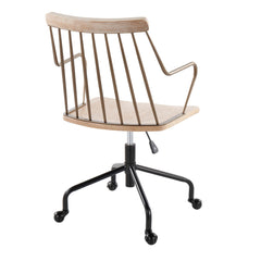 Farmhouse Adjustable Office Chair - Black Metal, Antique Copper and White Washed Wood