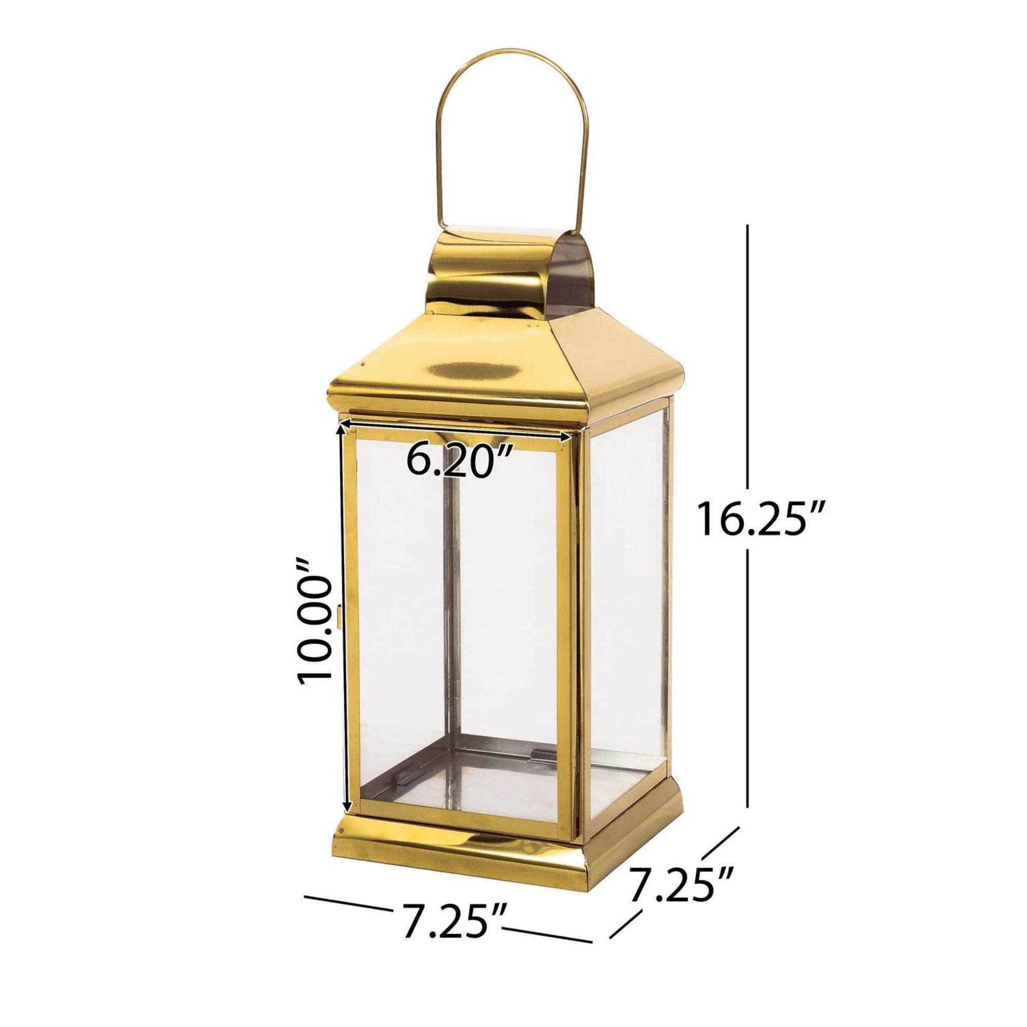 Elegant Stainless Steel Lantern Gold 16"H