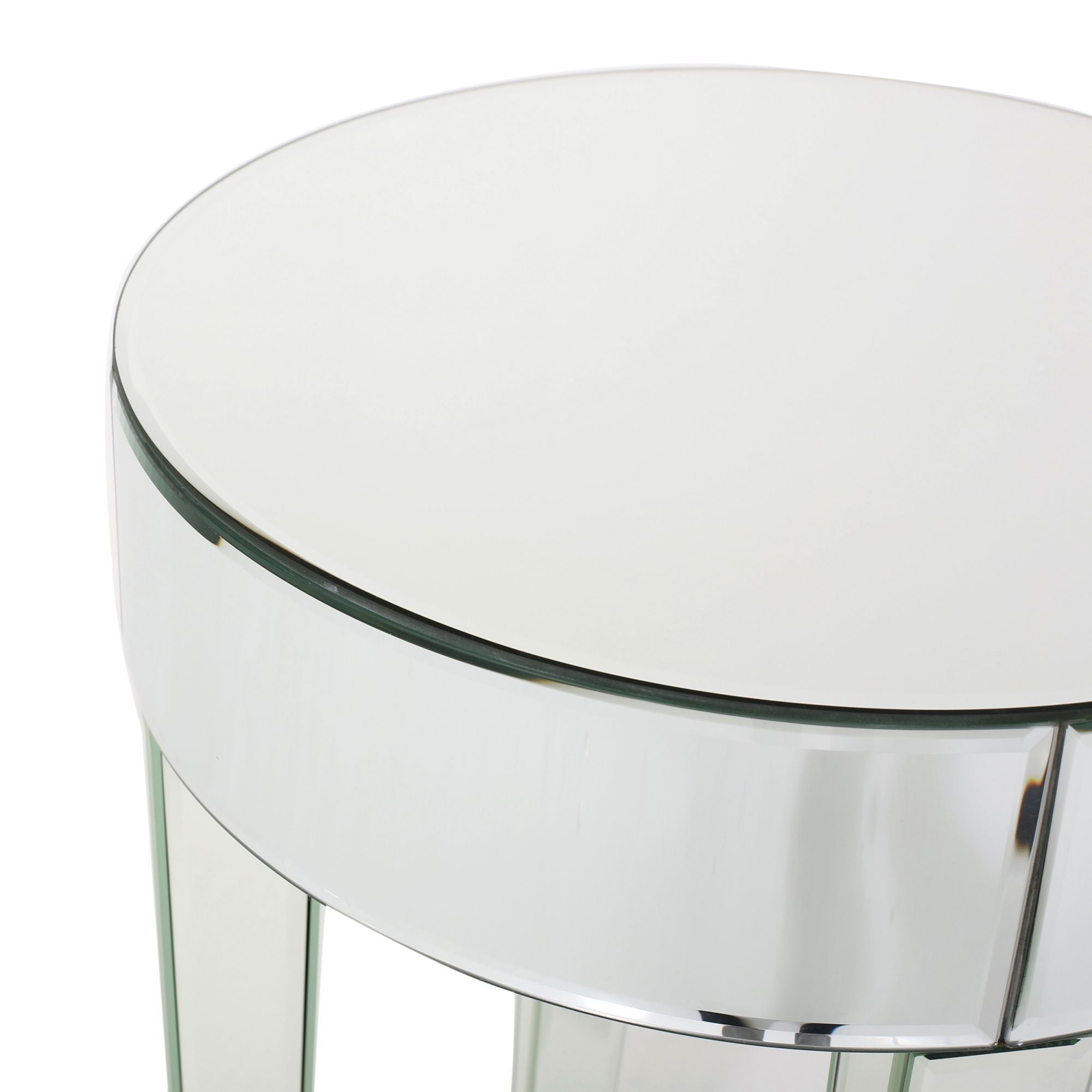 15.75'' Round Side Mirrored End Table Nightstand