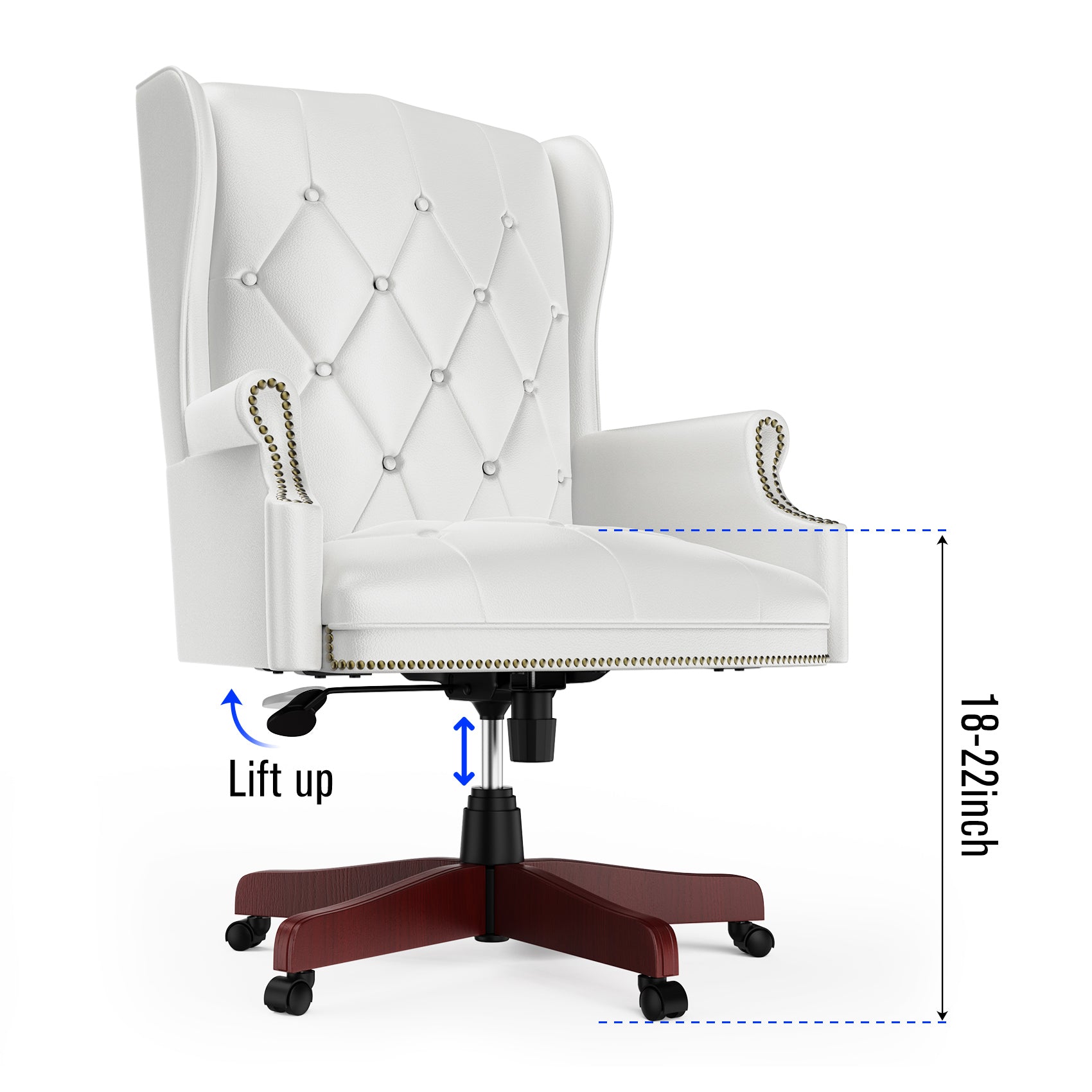 Executive Office Chair, Ergonomic Design High Back Reclining Comfortable Desk Chair - White