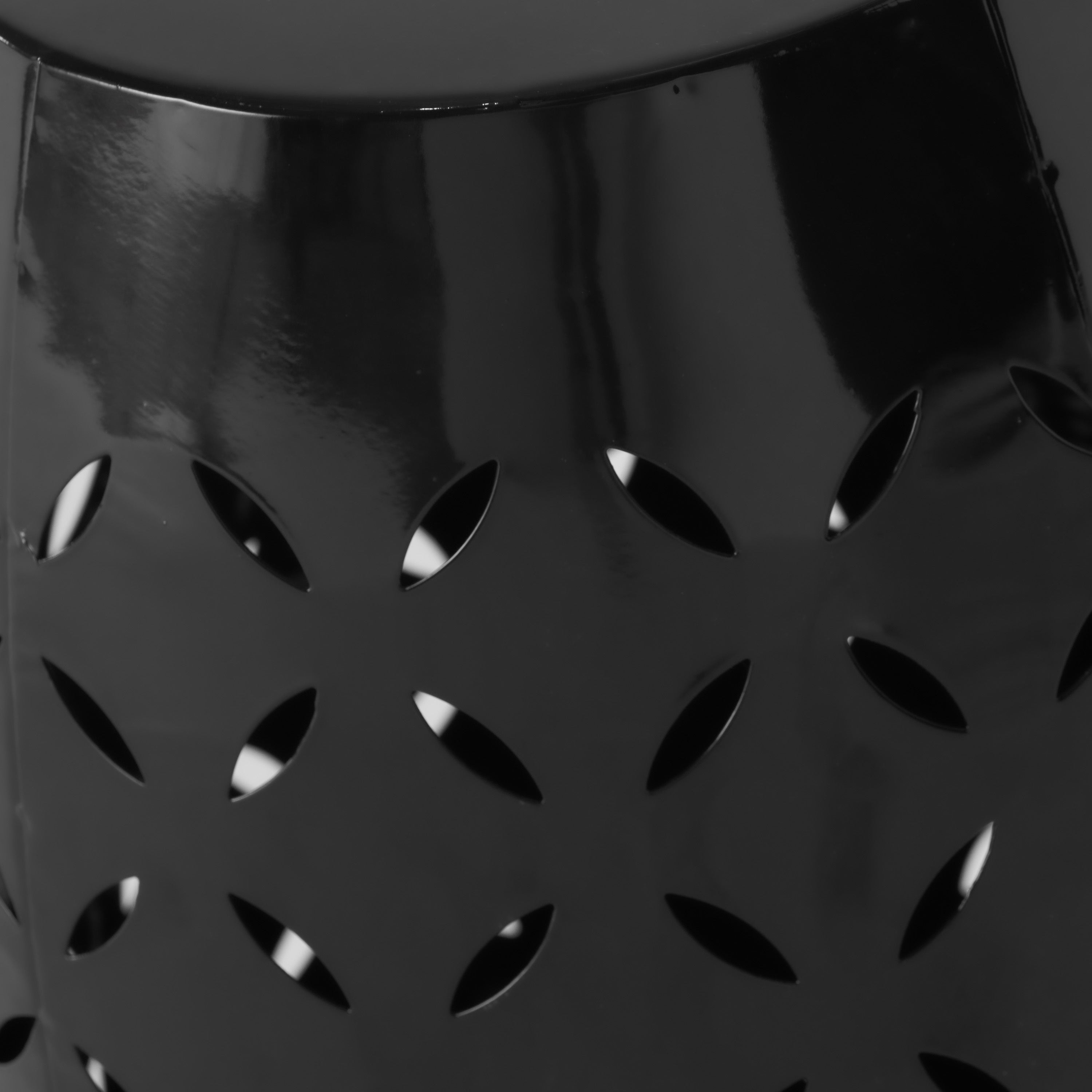 Barrel Shape Metal Side Table - Black