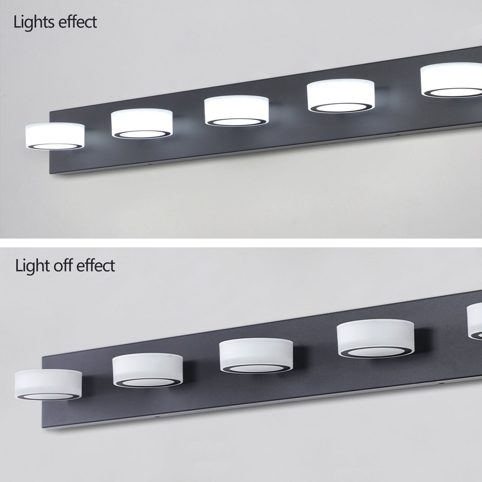 LED Modern Black 5-Light Vanity Lights Fixtures Over Mirror Bath Wall Lighting