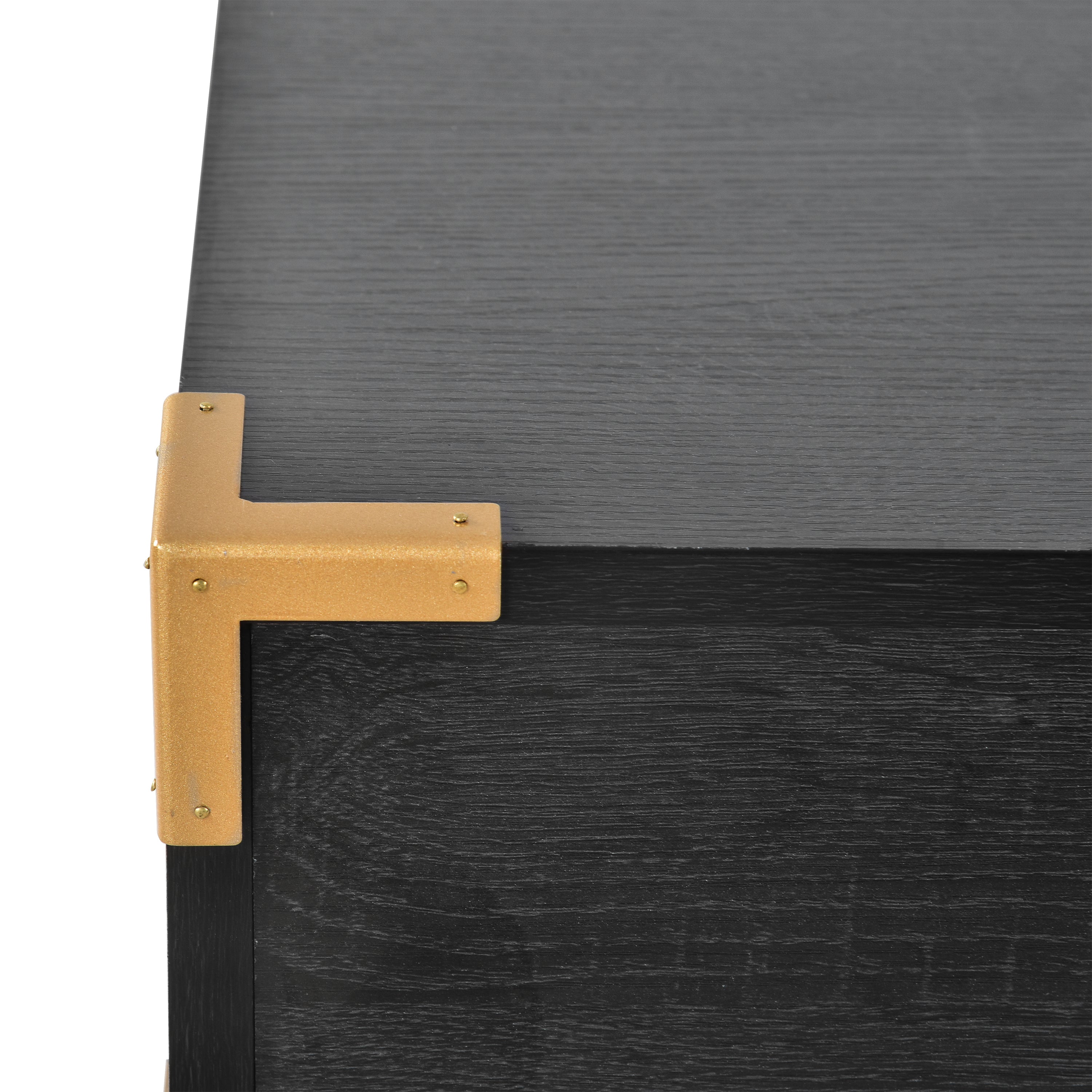 70"Classic and Traditional Executive Desk with Metal Edge Trim - Black
