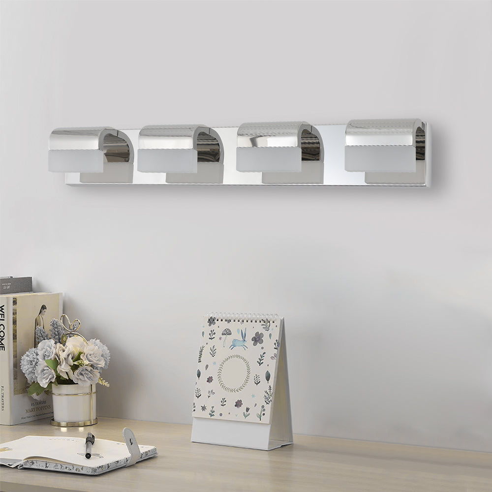 Modern Bathroom Vanity Lighting 4-Light LED Vanity Lights Over Mirror Bath Wall Lighting - Chrome