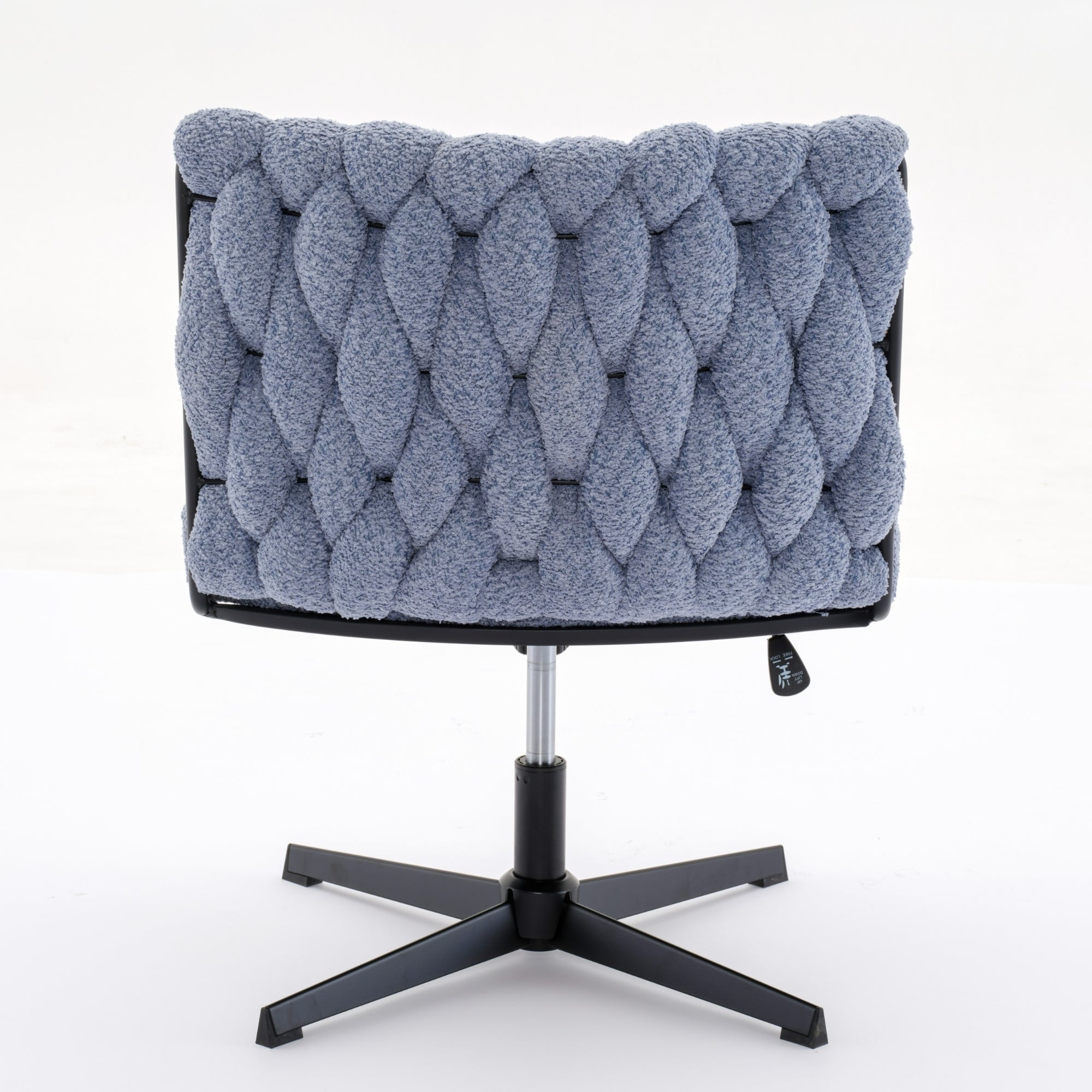 Armless Office Desk Chair No Wheels, Blue