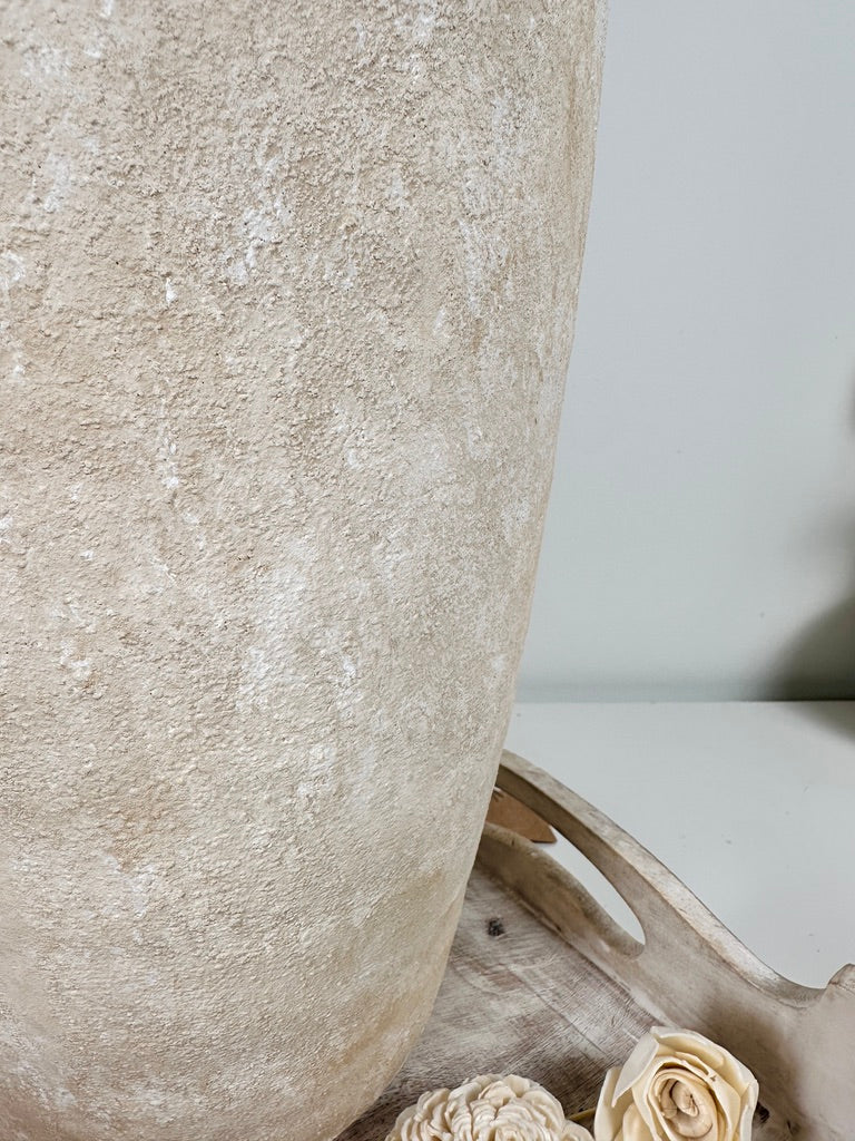 Minimalist Vase 18" tall  Hand-painted Ceramic  - Beige Sand Washed