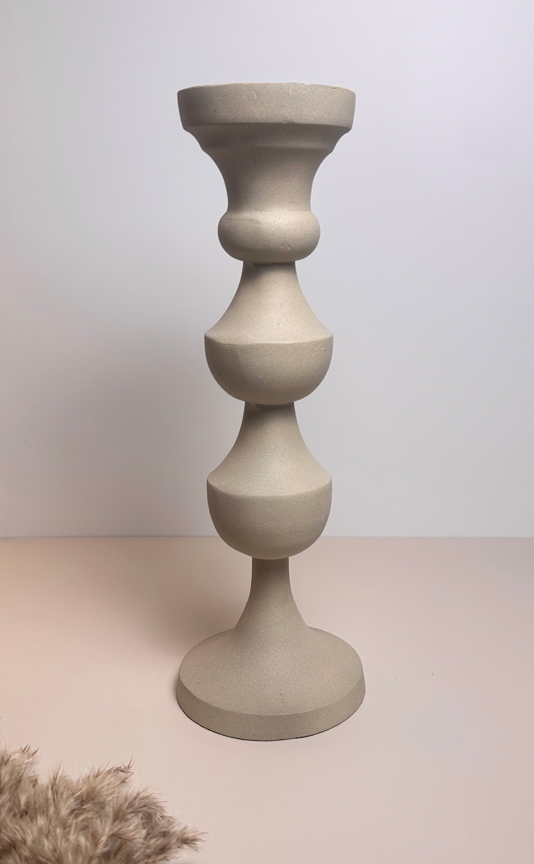Sand Color Stone Style Candle Holder 15"