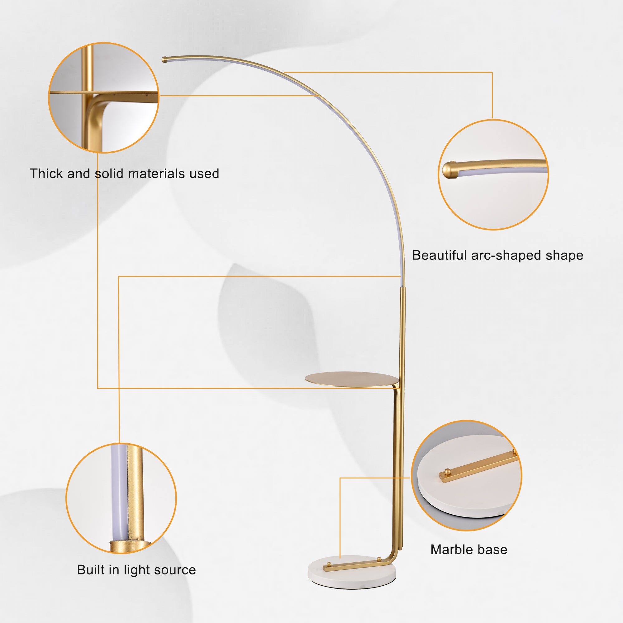 12W LED Industrial Floor Lamp Reading- Gold