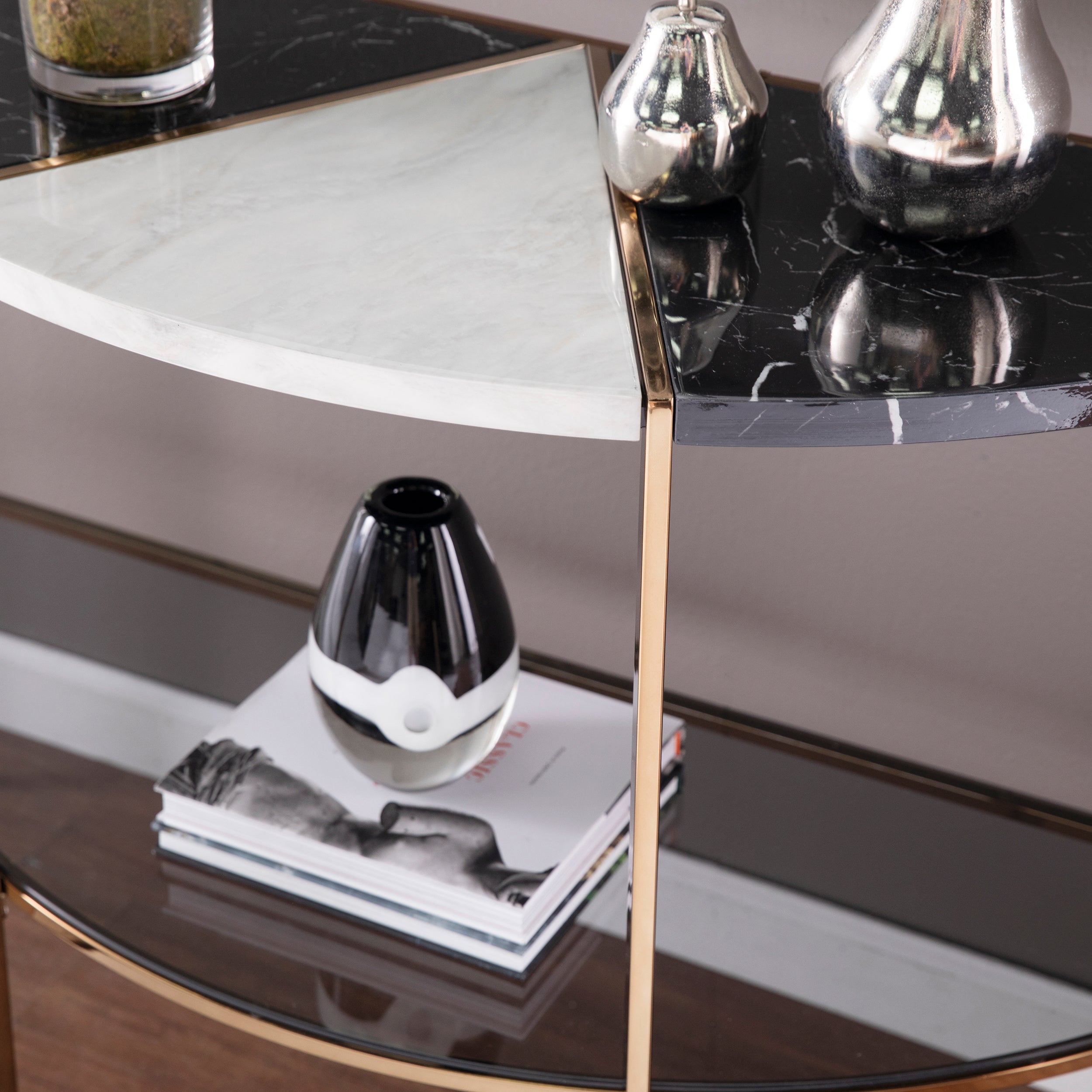Modern Half-Moon Console Table - Black