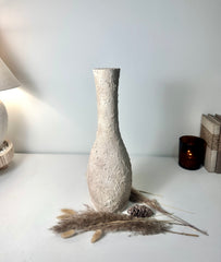 Minimalist Textured Hand-painted Ceramic Decorative Vase 18" tall - Cream wash