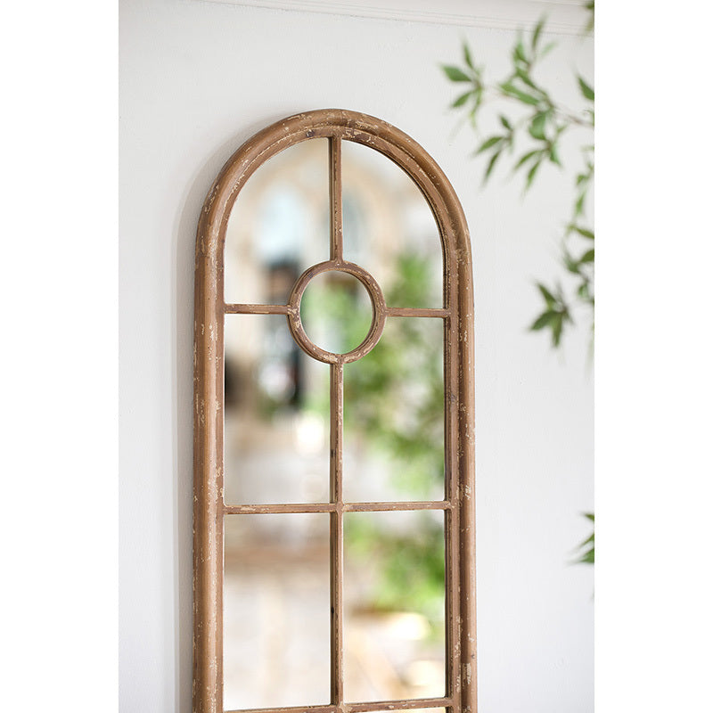 Half-Round Elongated Mirror with Decorative Window Look Classic Architecture 24x79"