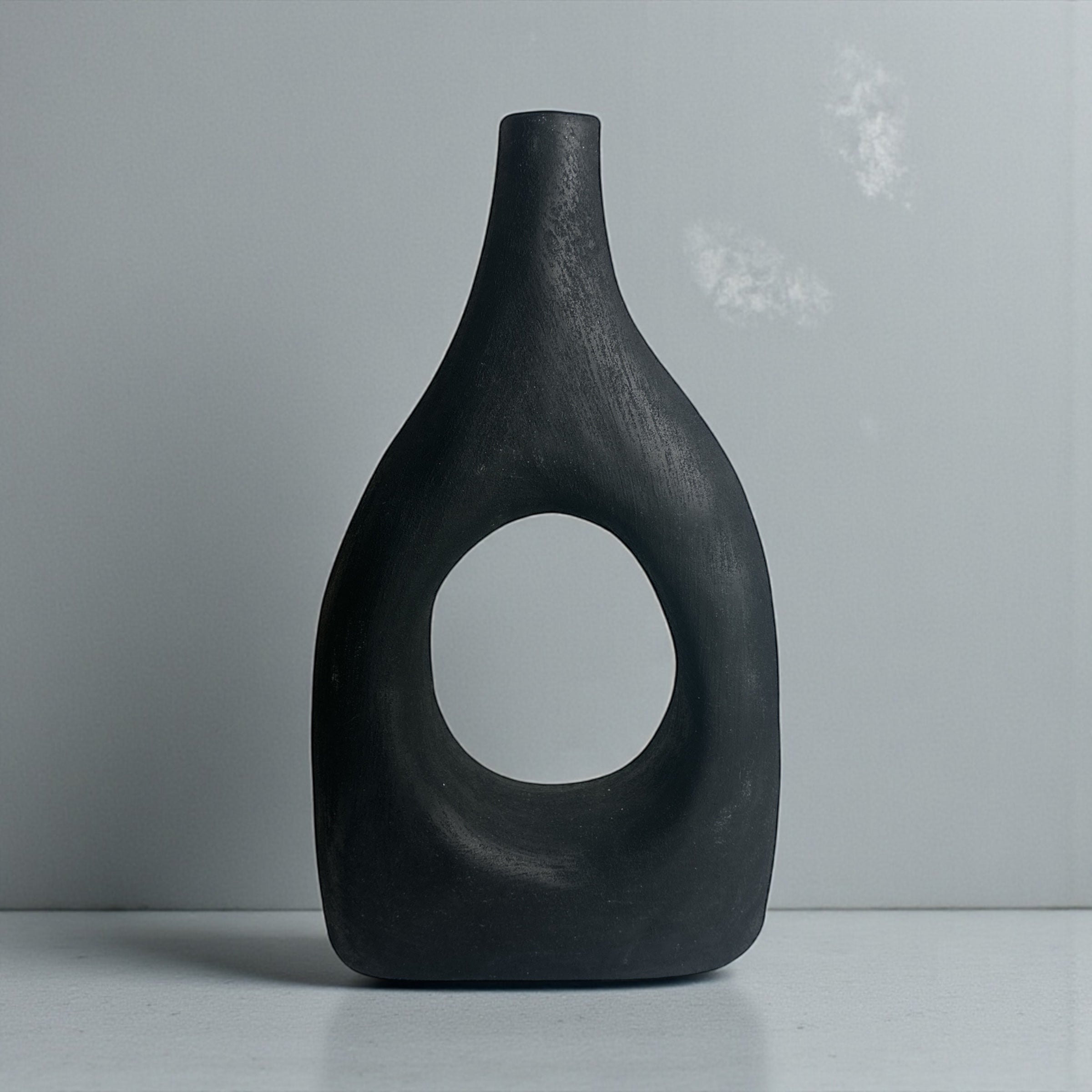Modern Art Deco Minimalist Metal Vase 18" Black