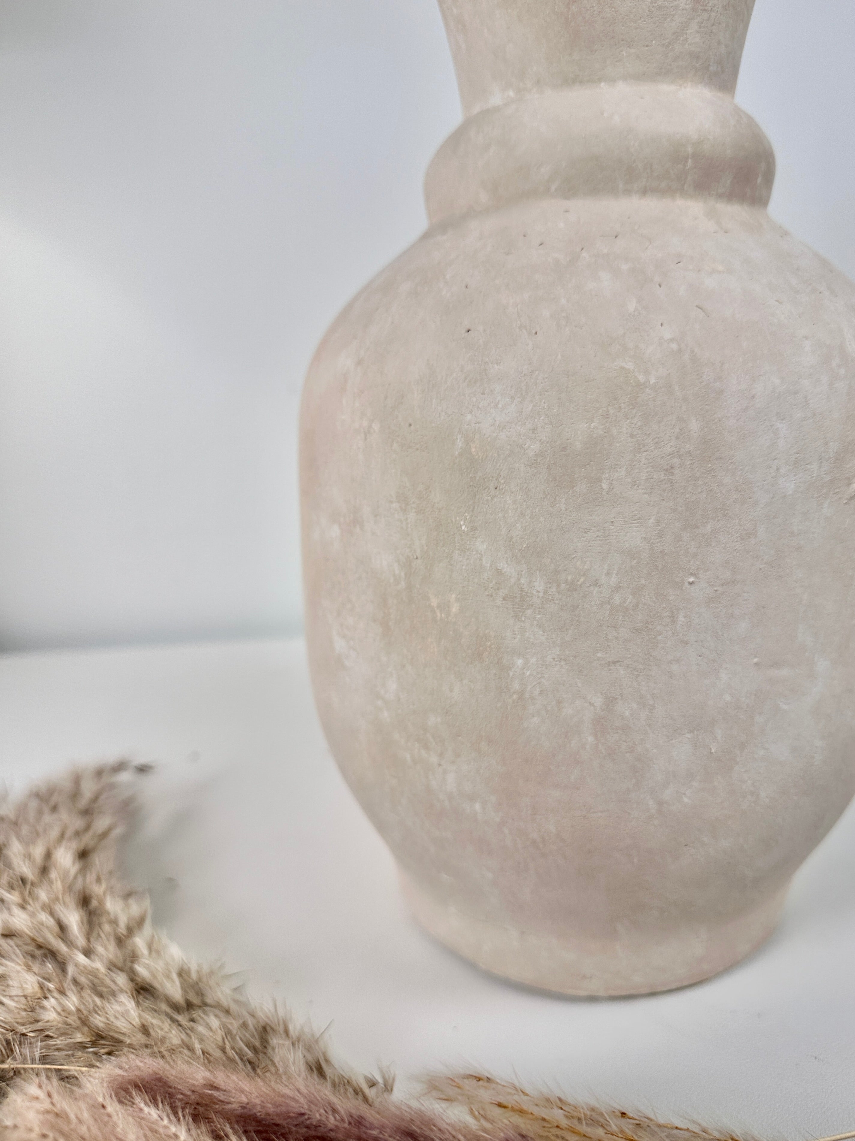 Roman Style Vase Hand-Painted 12" tall - Cream Sand washed