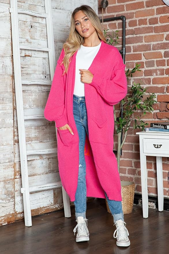 Cozy Women's Love Peace Graphic Oversized Cardigan Sweater Long Sleeve