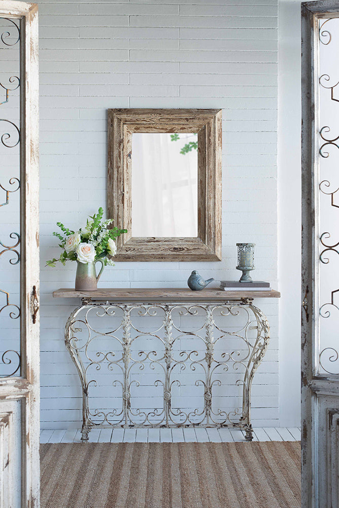 Rectangle Wall Accent Mirror with Distressed Wood Frame 30x2x39"