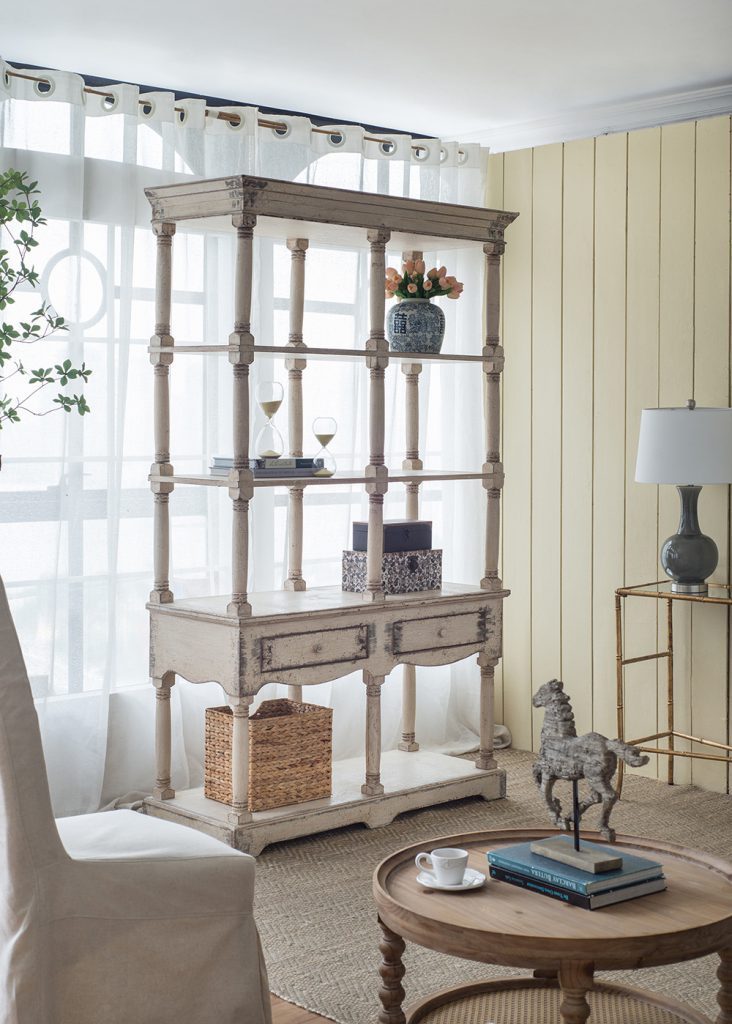 French Country Wood Bookcase, Display Storage Shelf Etageres 51x19.5x81.5"