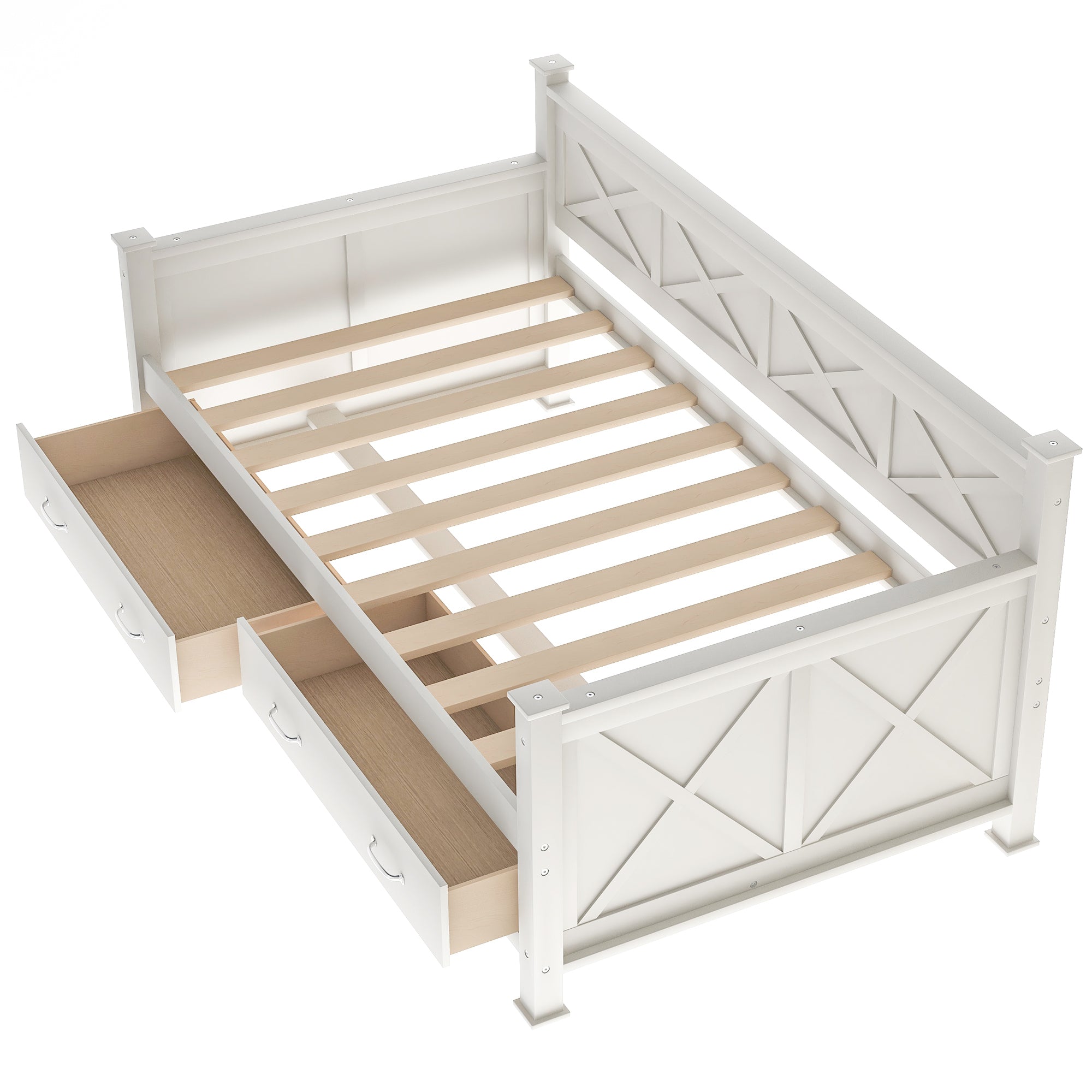 Twin Size Wooden Modern and Rustic Casual Style Daybed - Cream White