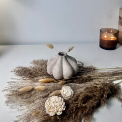 Minimalist rustic hand-painted flower shape small Bud vase 7“ tall- Beige wash