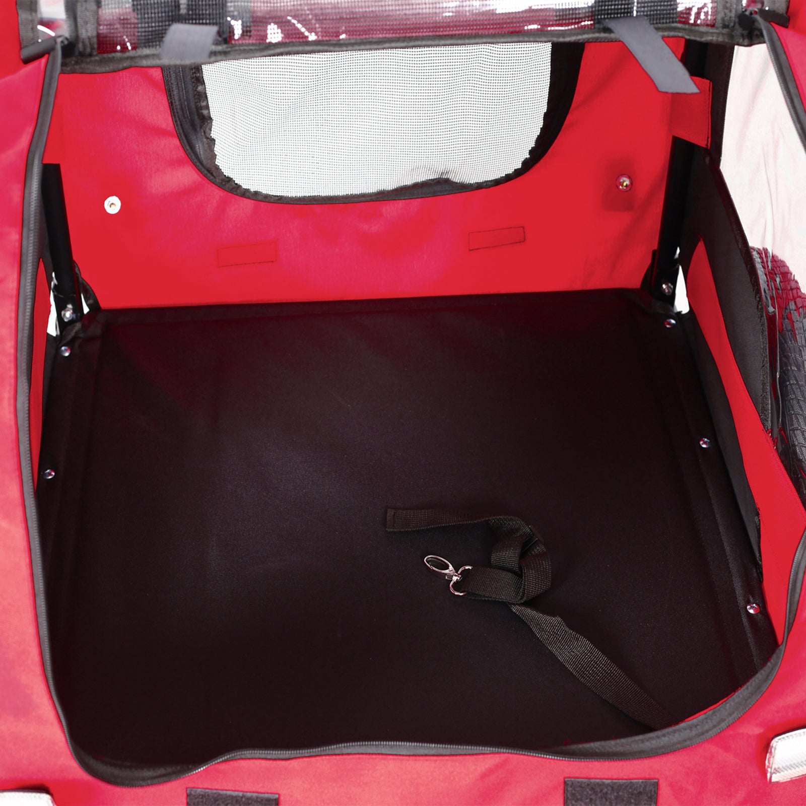 Bicycle Trailer for Pets Outdoor Foldable Red Color with reflectors and safety flag