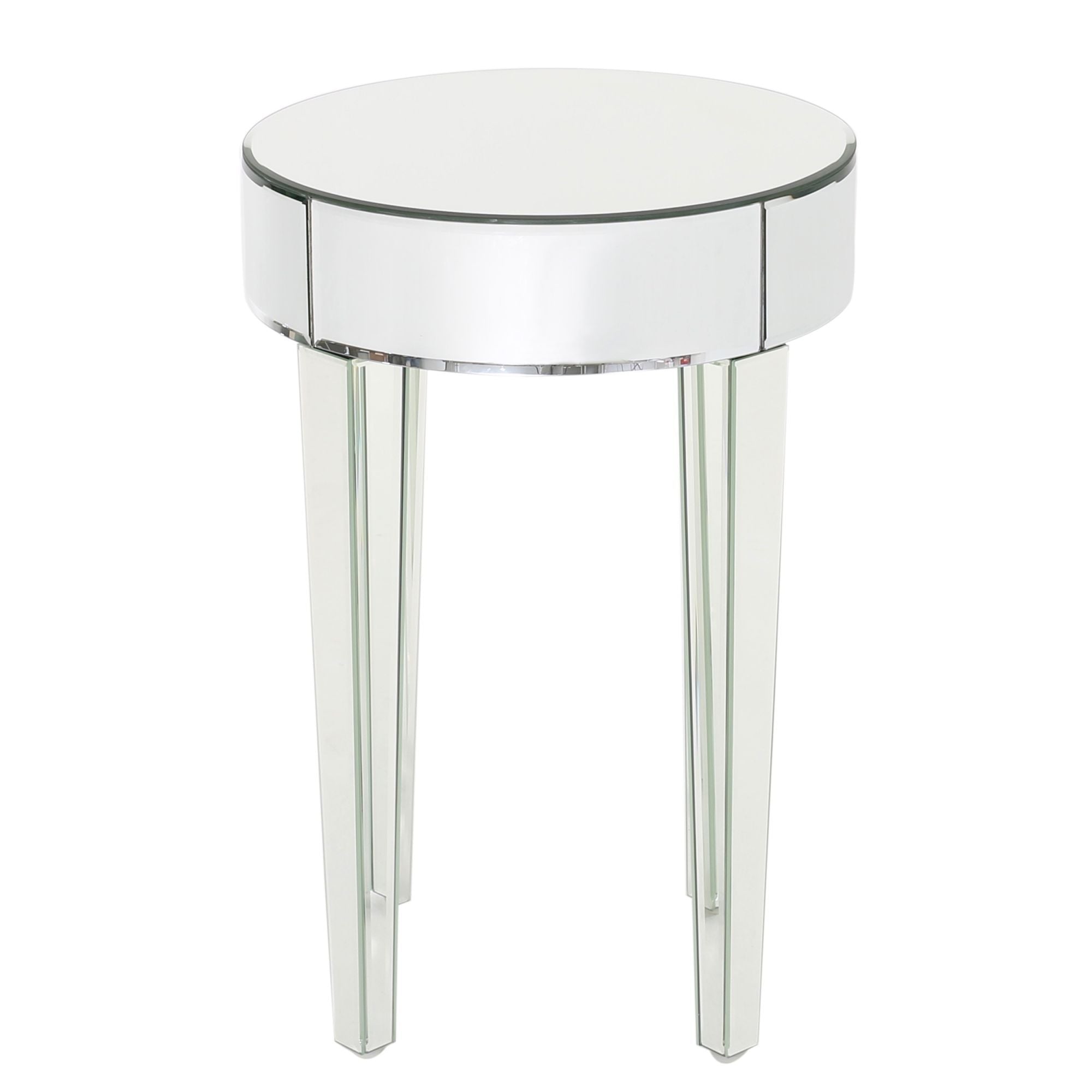 15.75'' Round Side Mirrored End Table Nightstand