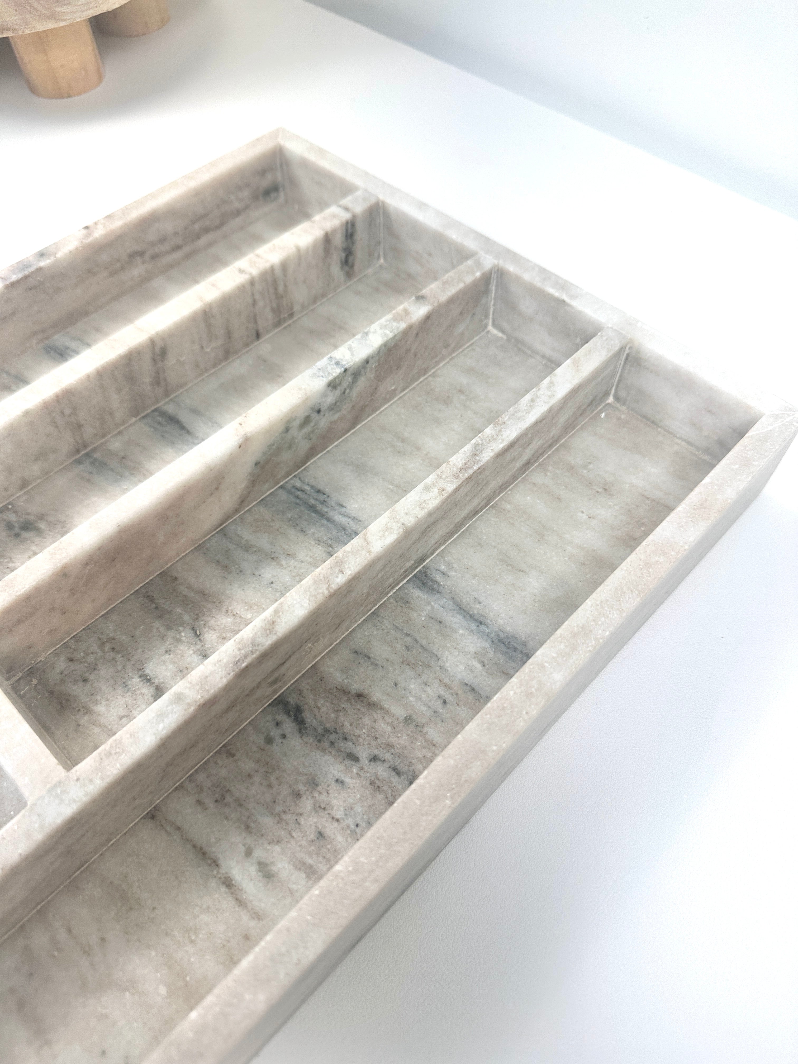 Luxury Marble Silverware/ Jewelry Tray Light Beige 13x11x1.8“