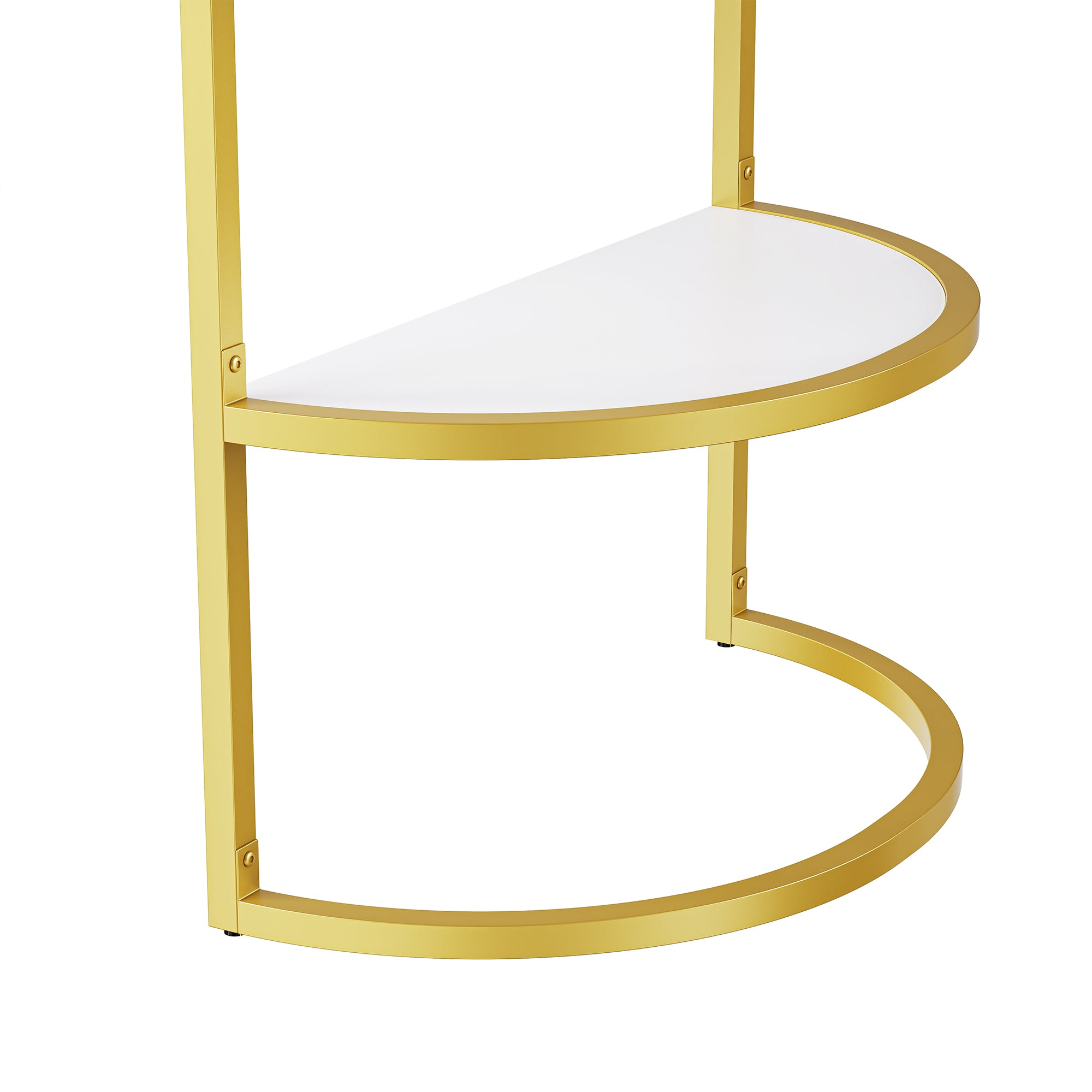 60''Modern Executive Desk,White Curved Computer Desk with Gold Metal Legs,3-Drawers Home Office Desk - Gold+White