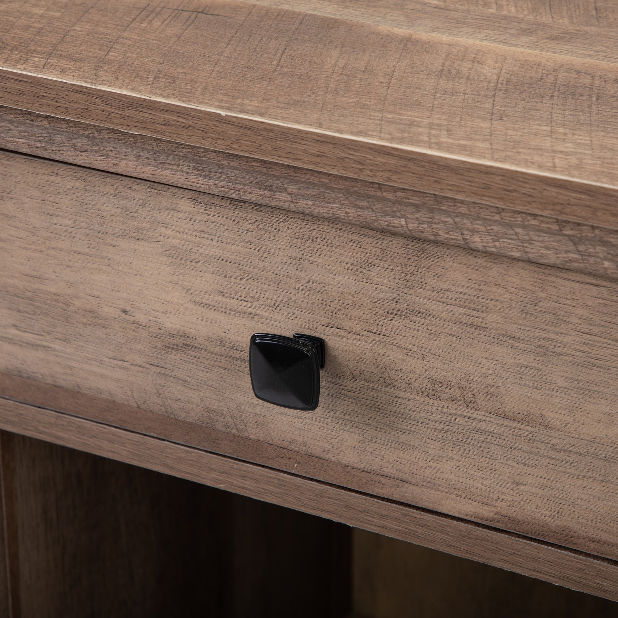 Farmhouse Nightstand, Bedside Table with Drawer and Shelf - Light Brown