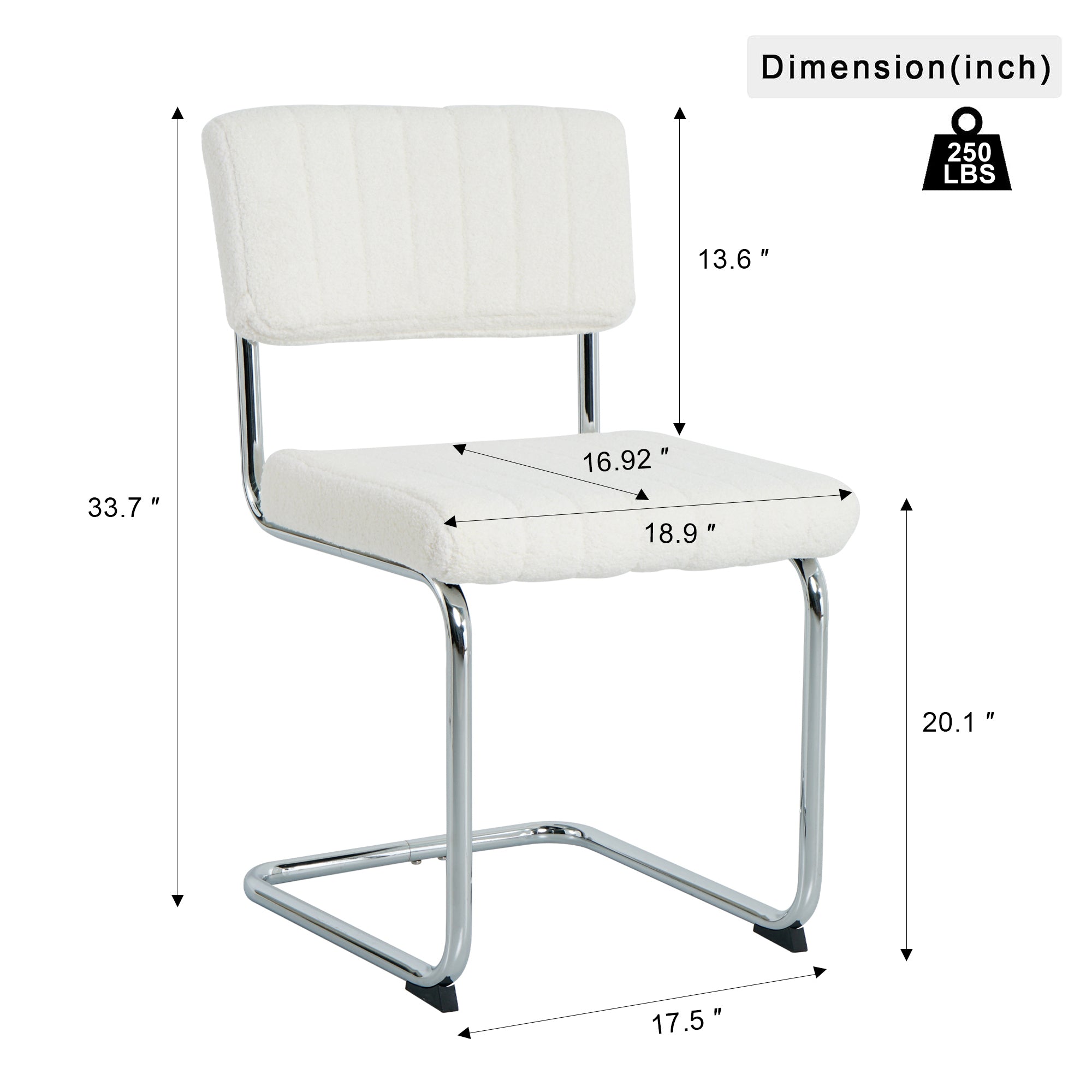 Luxury Dining Chairs with Silver Metal Legs (Set of 4) - White
