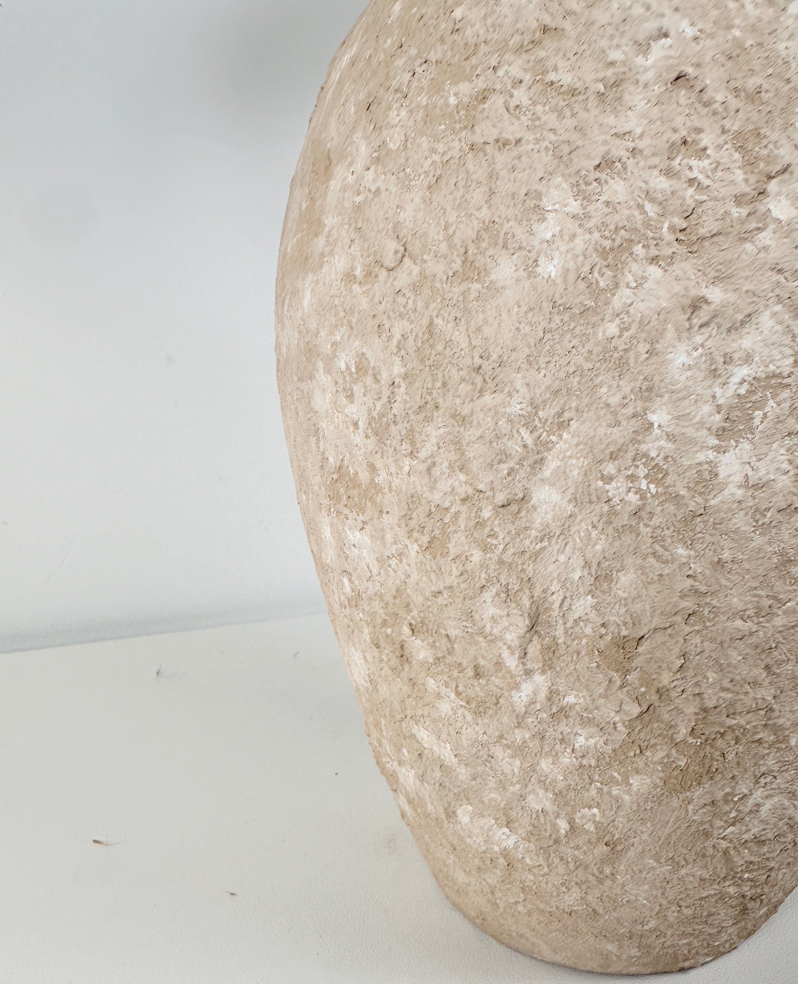 Rustic Minimalist Textured Hand-painted 11.5" tall - Beige Tan washed