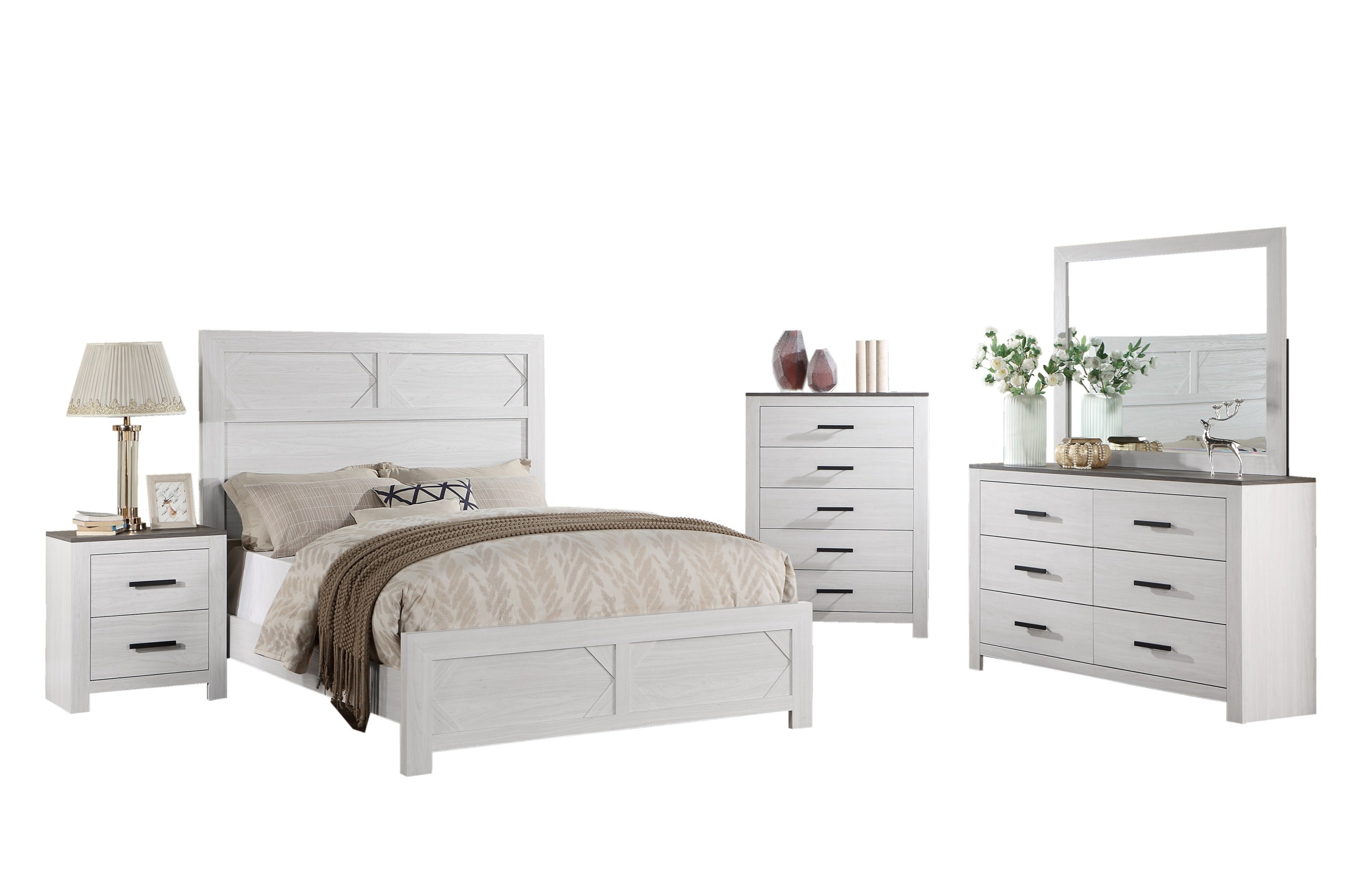 Nightstand 2-Drawers Bedside Table - White