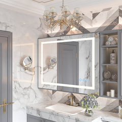 LED Bathroom Mirror, 3000-6000K Gradient Front and Backlit LED Mirror 48x36inch, IP54 Enhanced Anti-Fog