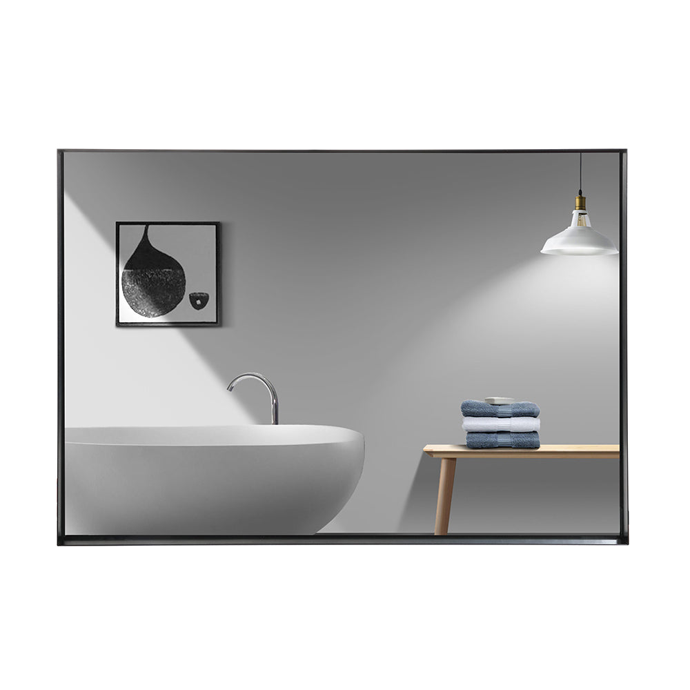 Black Rectangular Bathroom Mirror Square Angle Metal Frame 36x24inch (Horizontal & Vertical)