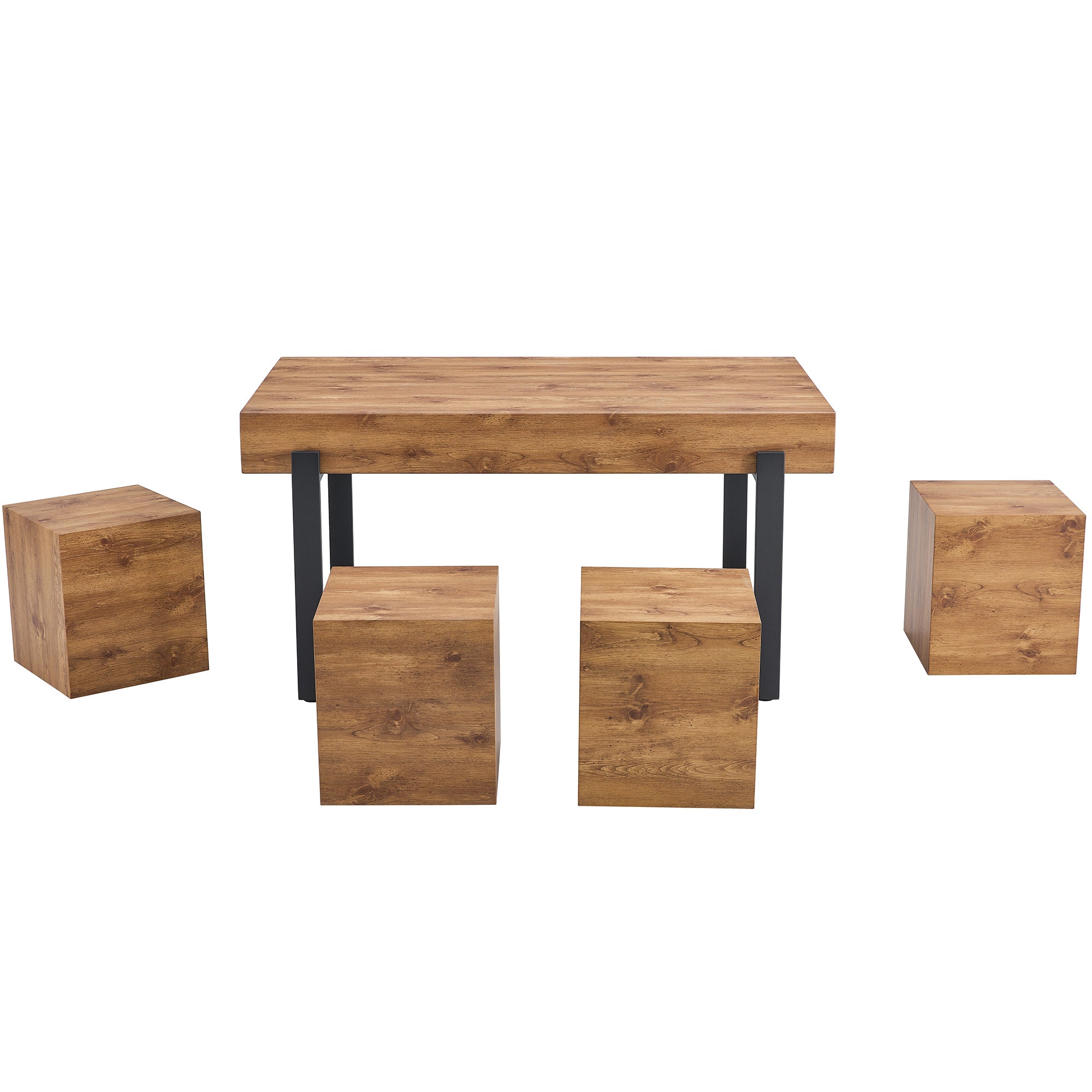 3-Piece Dining Table Set for 4 People, 59" Kitchen Table Set with 2 Bench, Dining Room Table with Heavy-Duty Frame, Easy Assembly - Natural Wood Wash