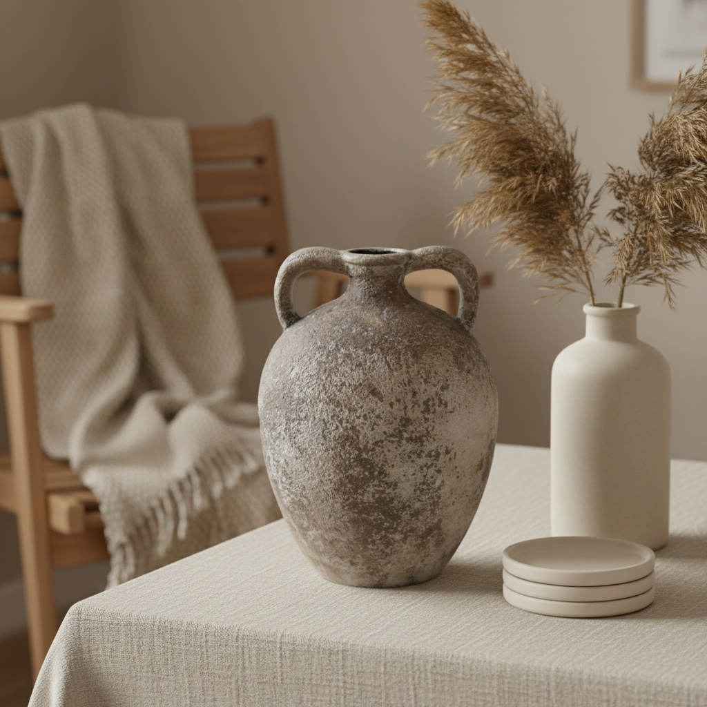 Rustic Ceramic Vase Textured Minimalist style 10’’ tall