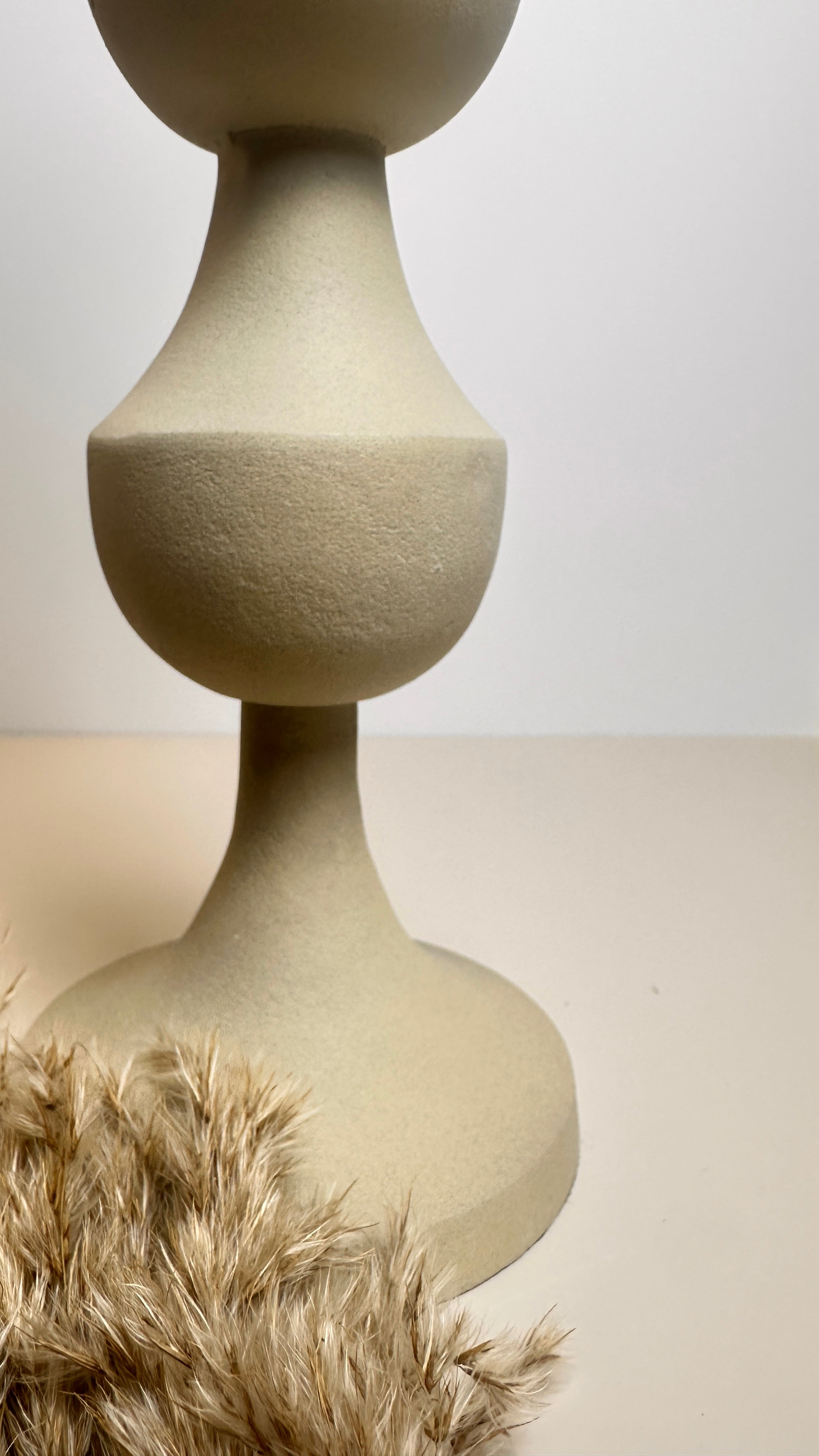 Sand Color Stone Style Candle Holder 15"