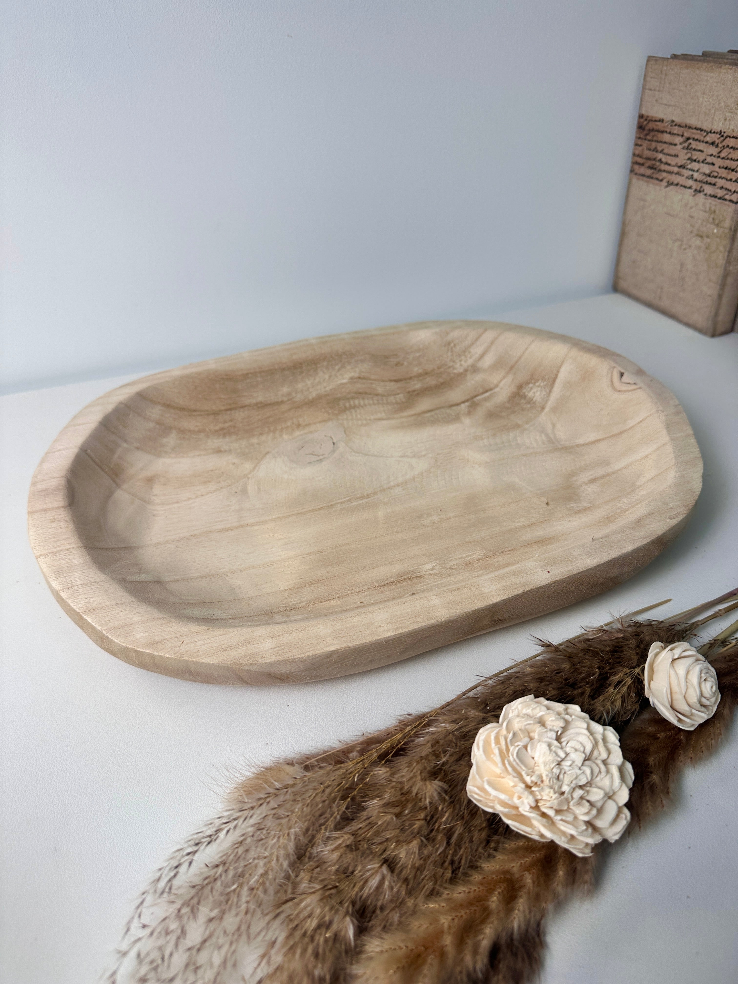 Boho Chic Paulownia Square Decorative Tray 14.5" long