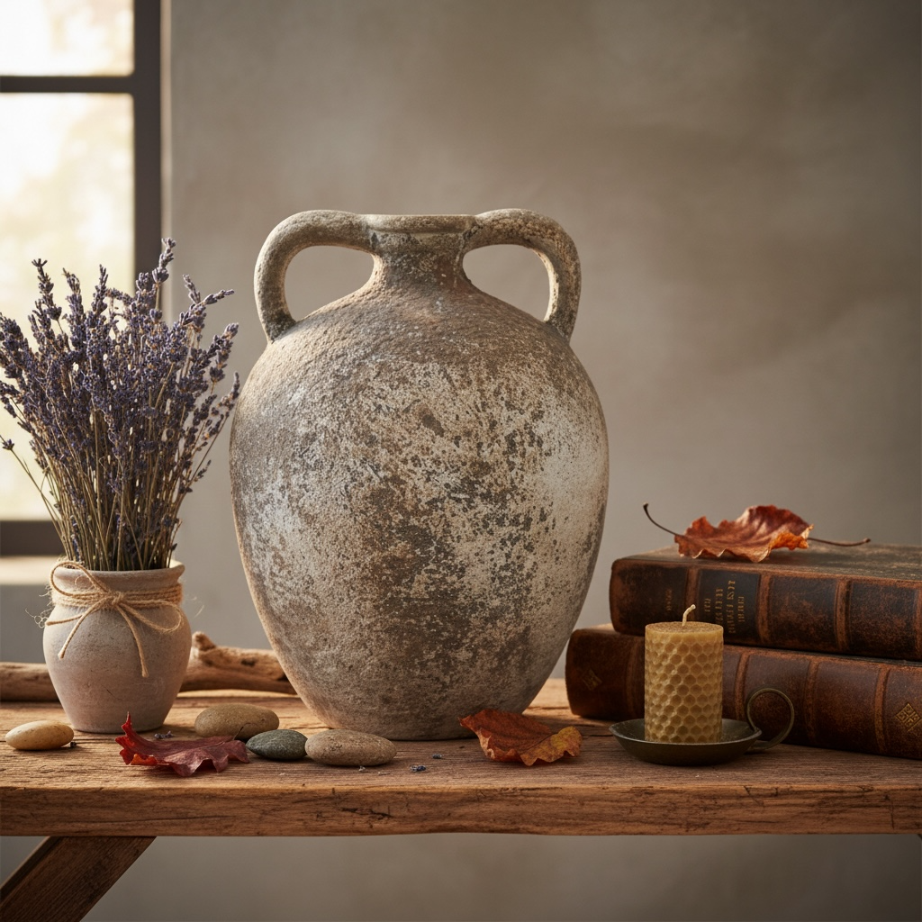 Rustic Ceramic Vase Textured Minimalist style 10’’ tall