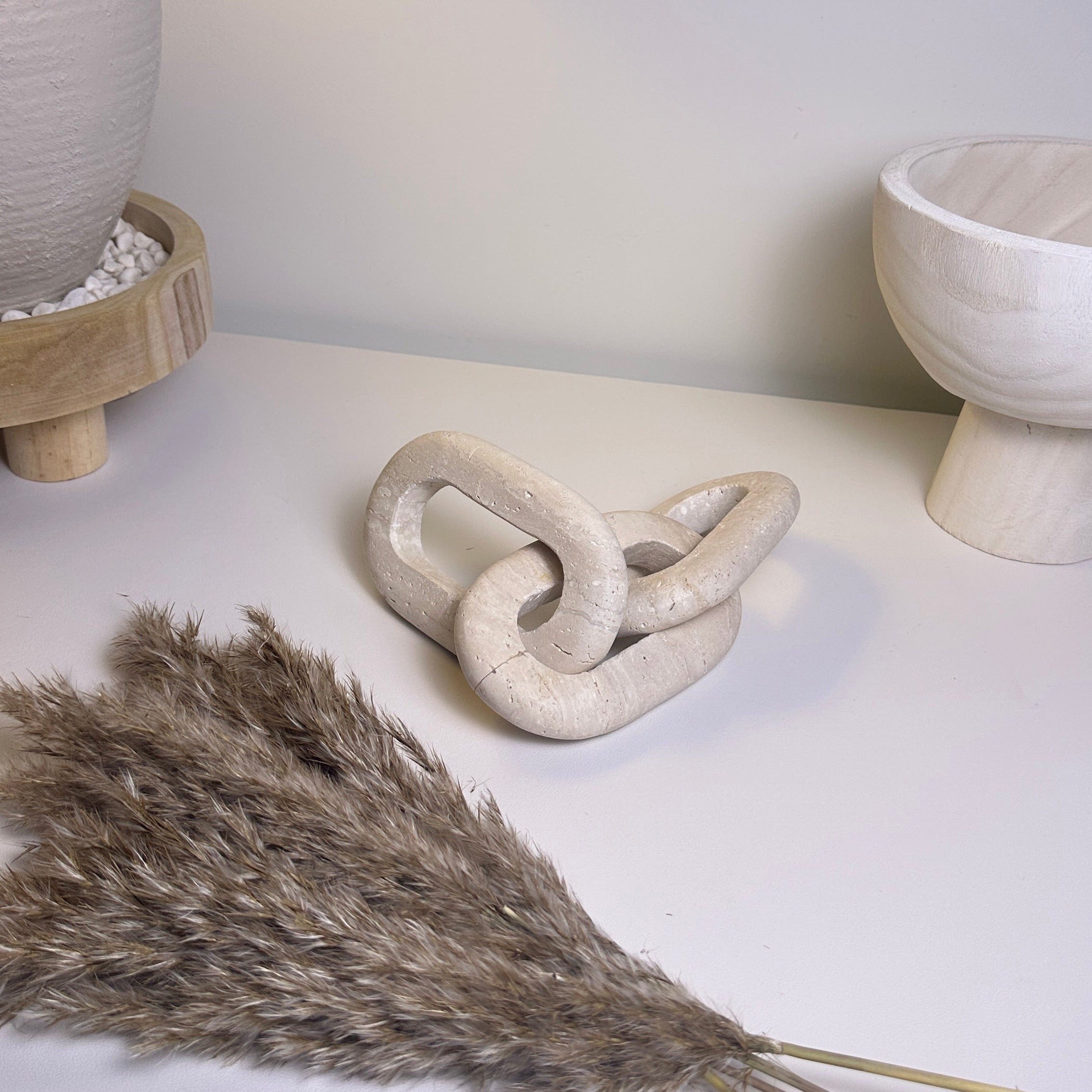 Travertine Stone Chain Decorative Accent Sand Color - Sand