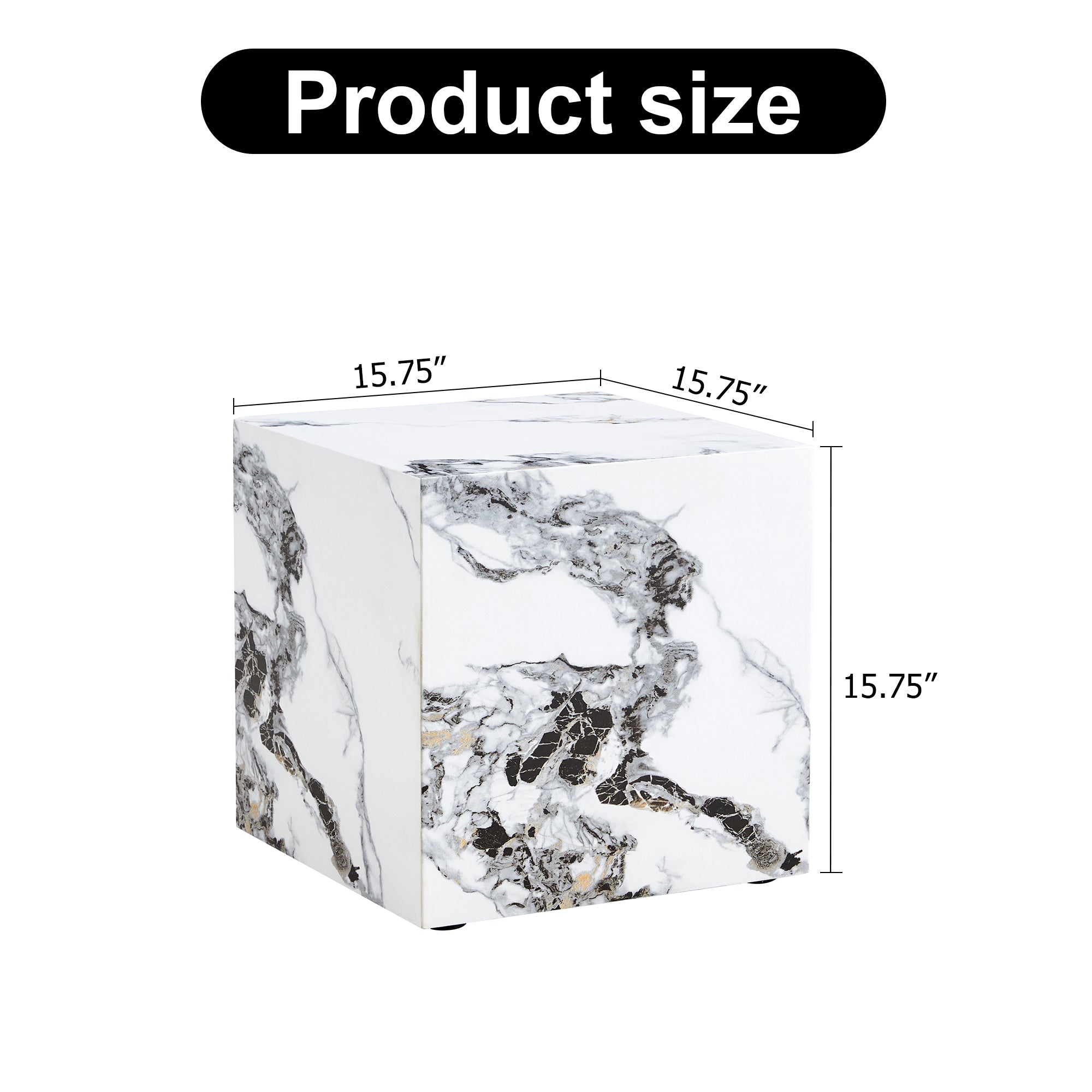 Modern Cube Design Side Table - White