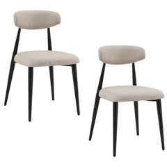 Modern Dining Chairs  Curved Backrest Round (Set of 2 Light Grey