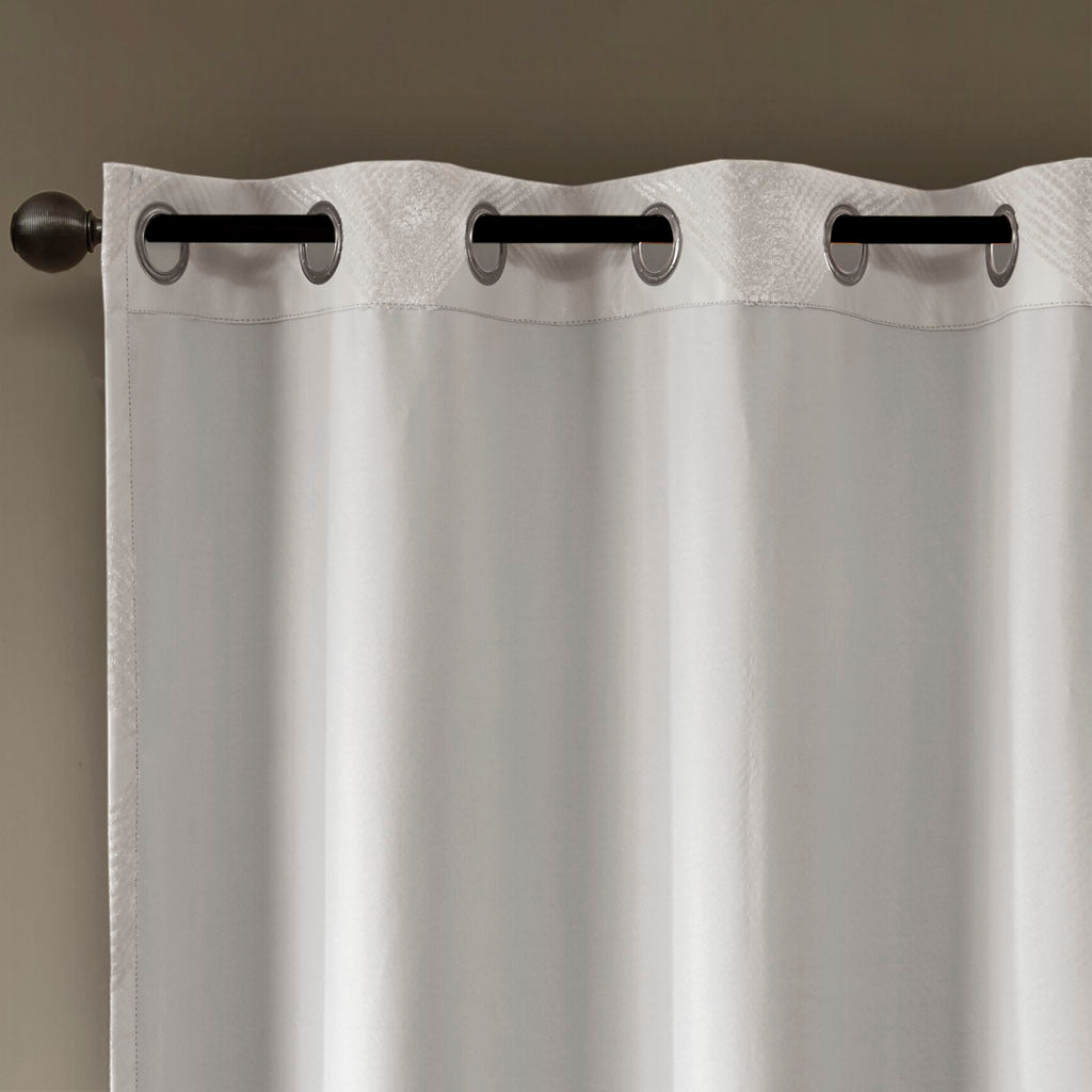 50x108" Ogee Knitted Jacquard Total Blackout Curtain Panel - Ivory (1 panel only)
