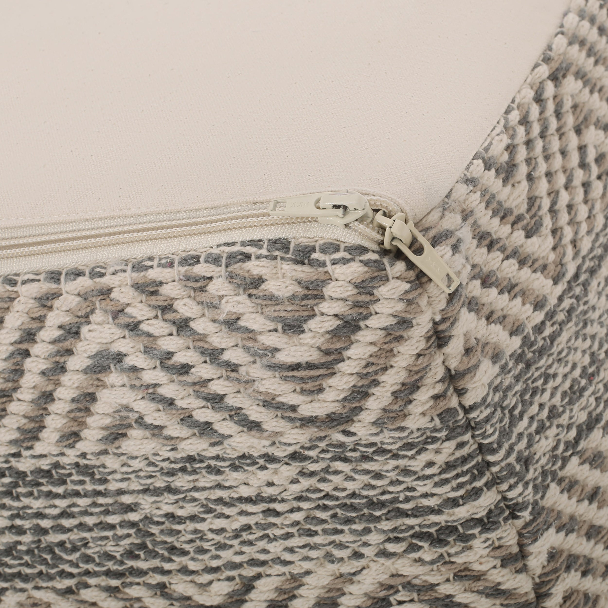 Boho Rectangular Bean Bag Ottoman - Light Brown, Natural and Grey