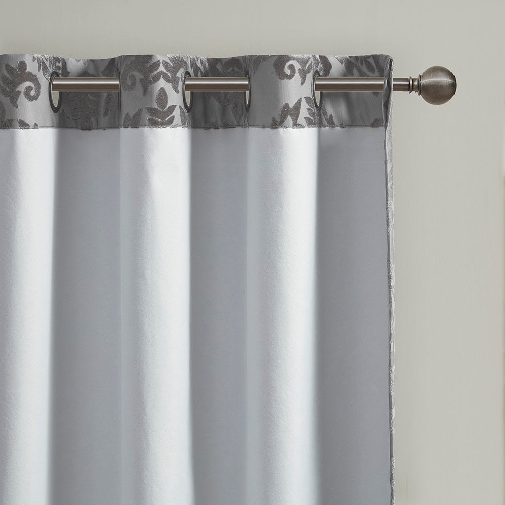 50x108" Knitted Jacquard Paisley Total Blackout Grommet Top Curtain Panel - Grey (1 panel only)