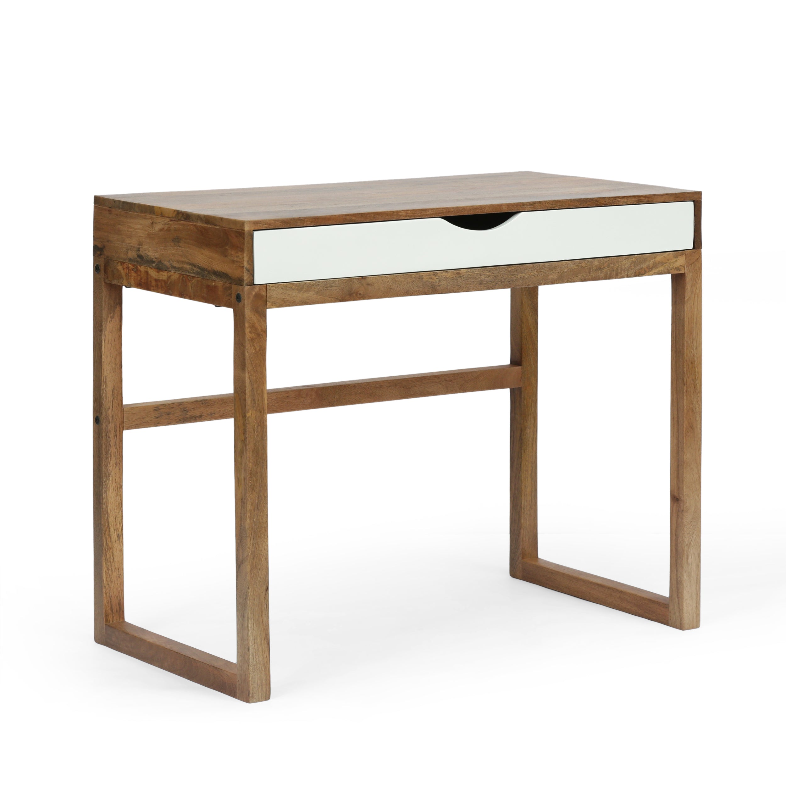 Contemporary Office Desk Mango Wood with drawer - Natural