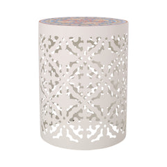 Mosaic Metal Fram Side Table - White