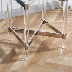 Silver Stainless Steel With Acrylic Frame Clear Glass Top End Table